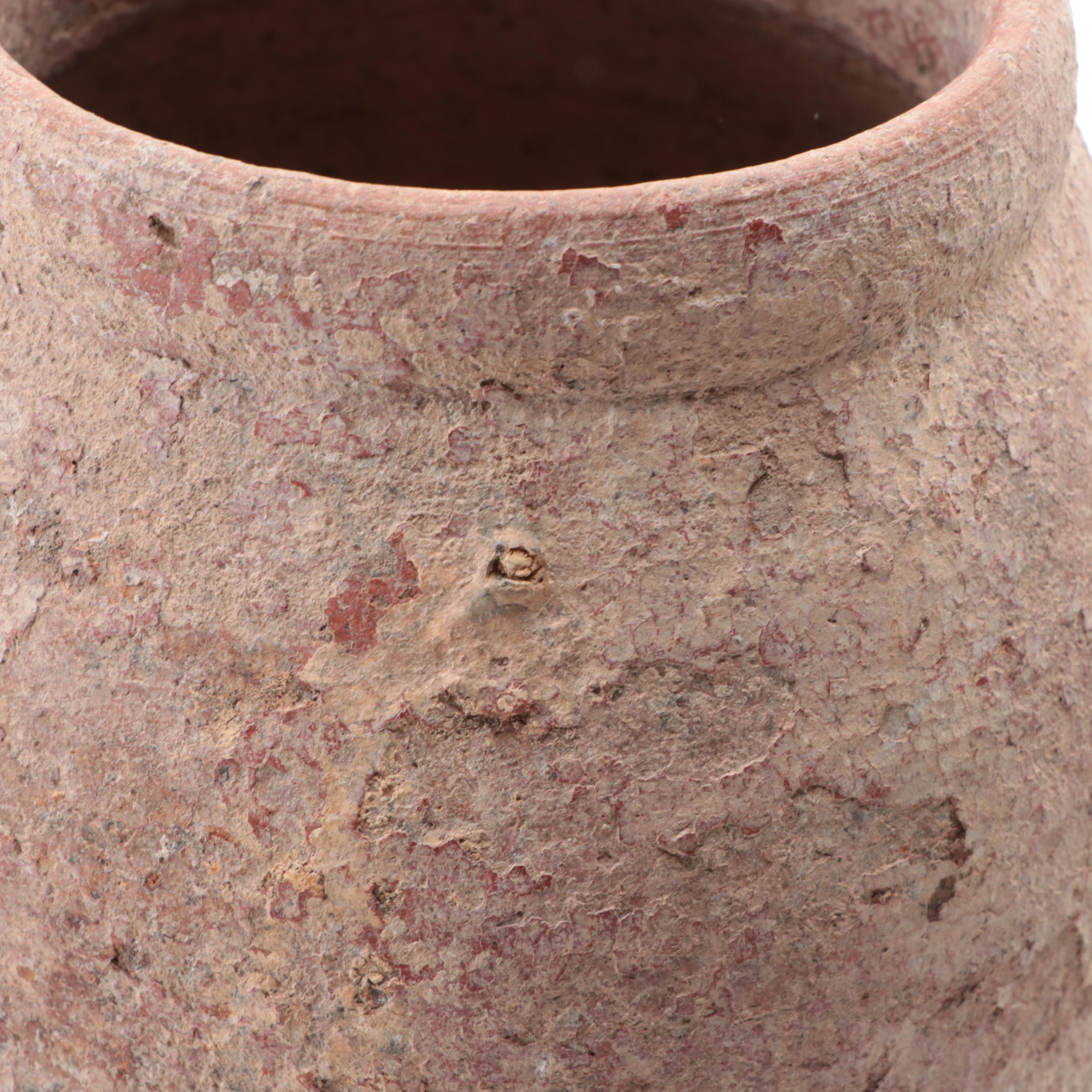 Excavated Burmese Earthenware Footed Jar