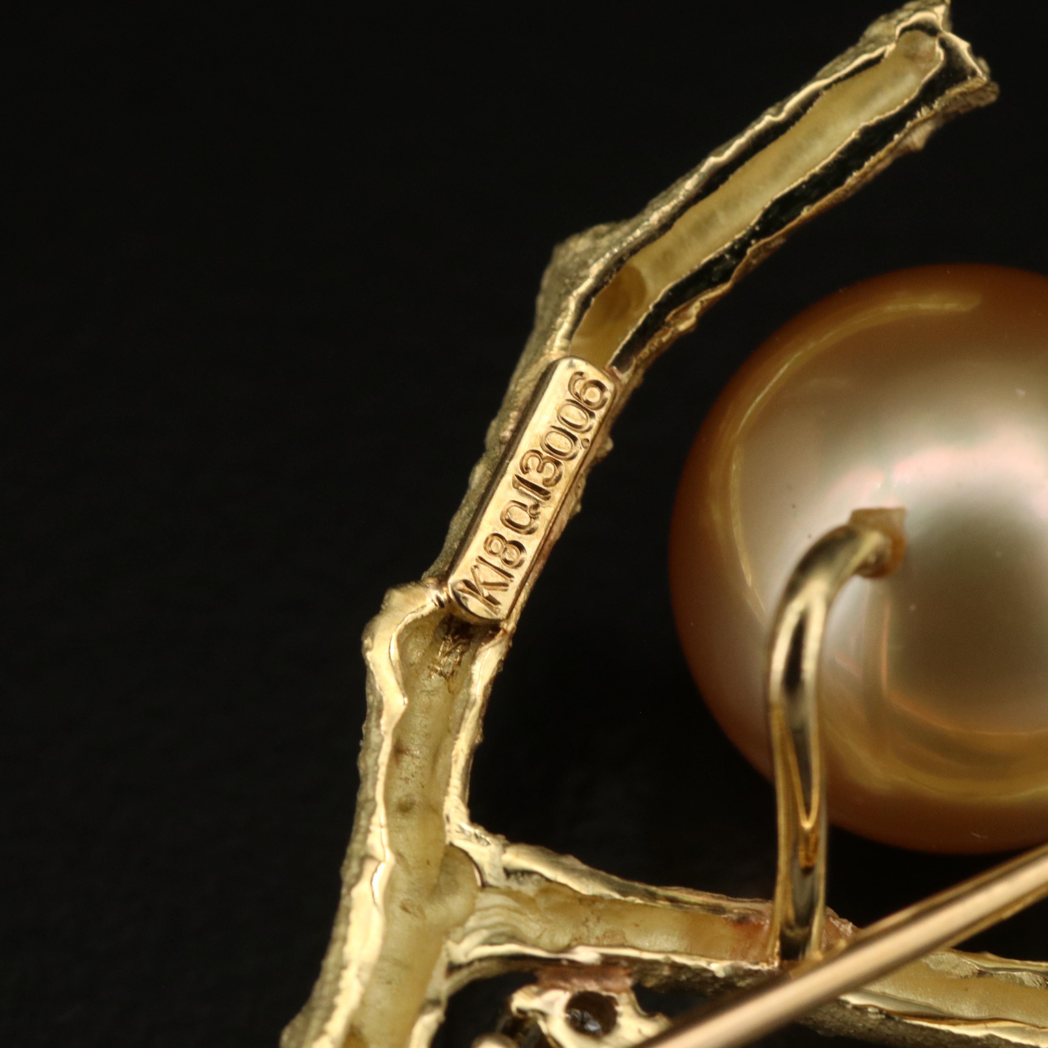 18K Pearl, Tsavorite and Diamond Converter Brooch