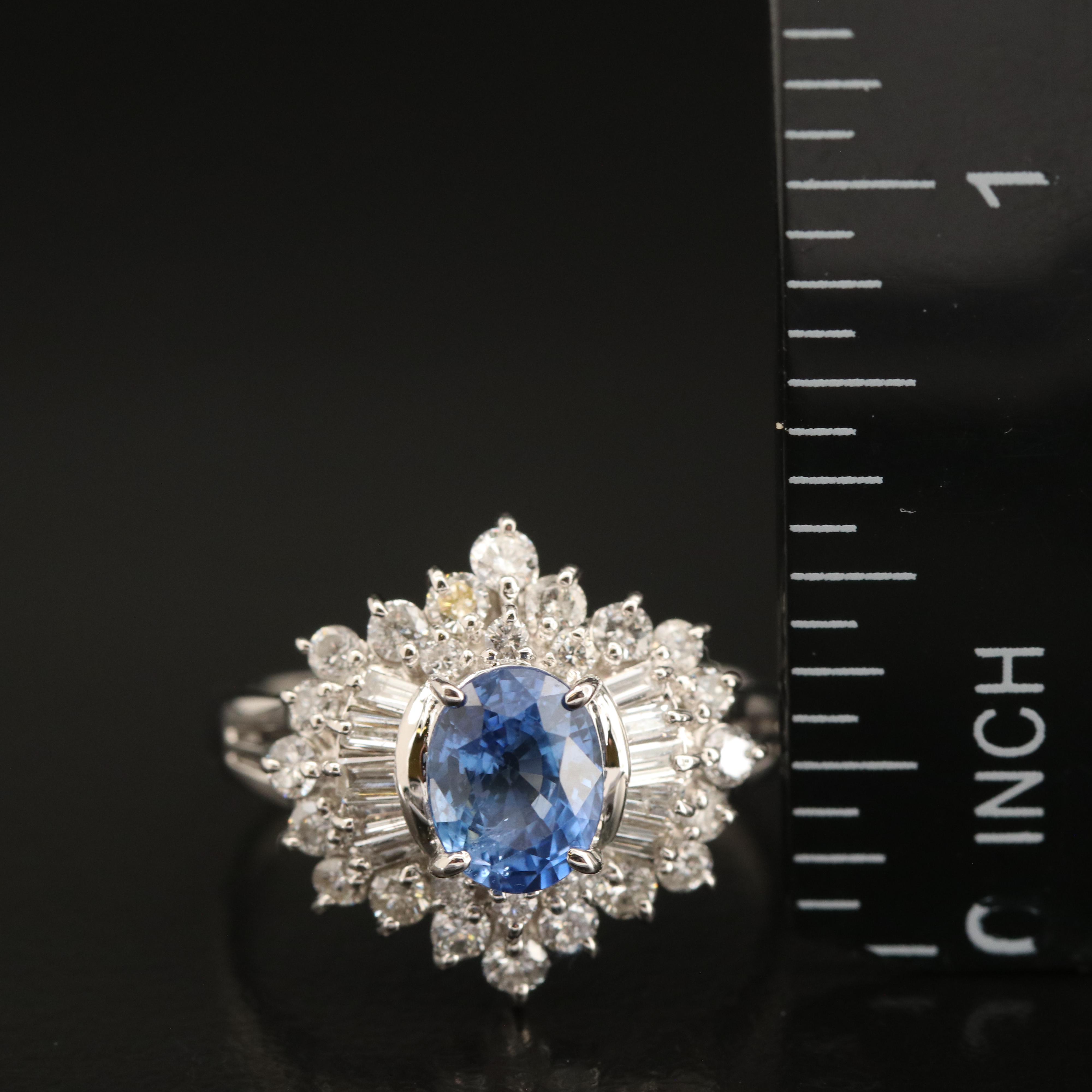 Platinum 1.00 CT Sapphire and Diamond Ring