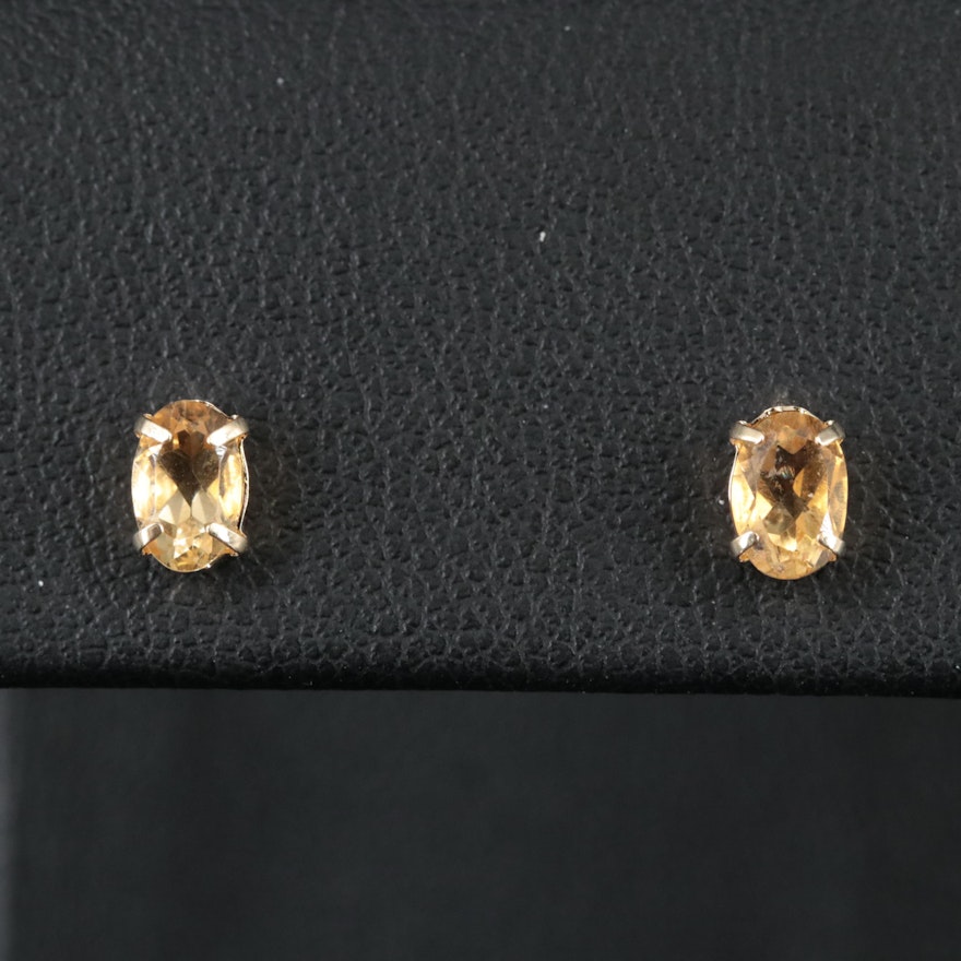 18K Citrine Stud Earrings