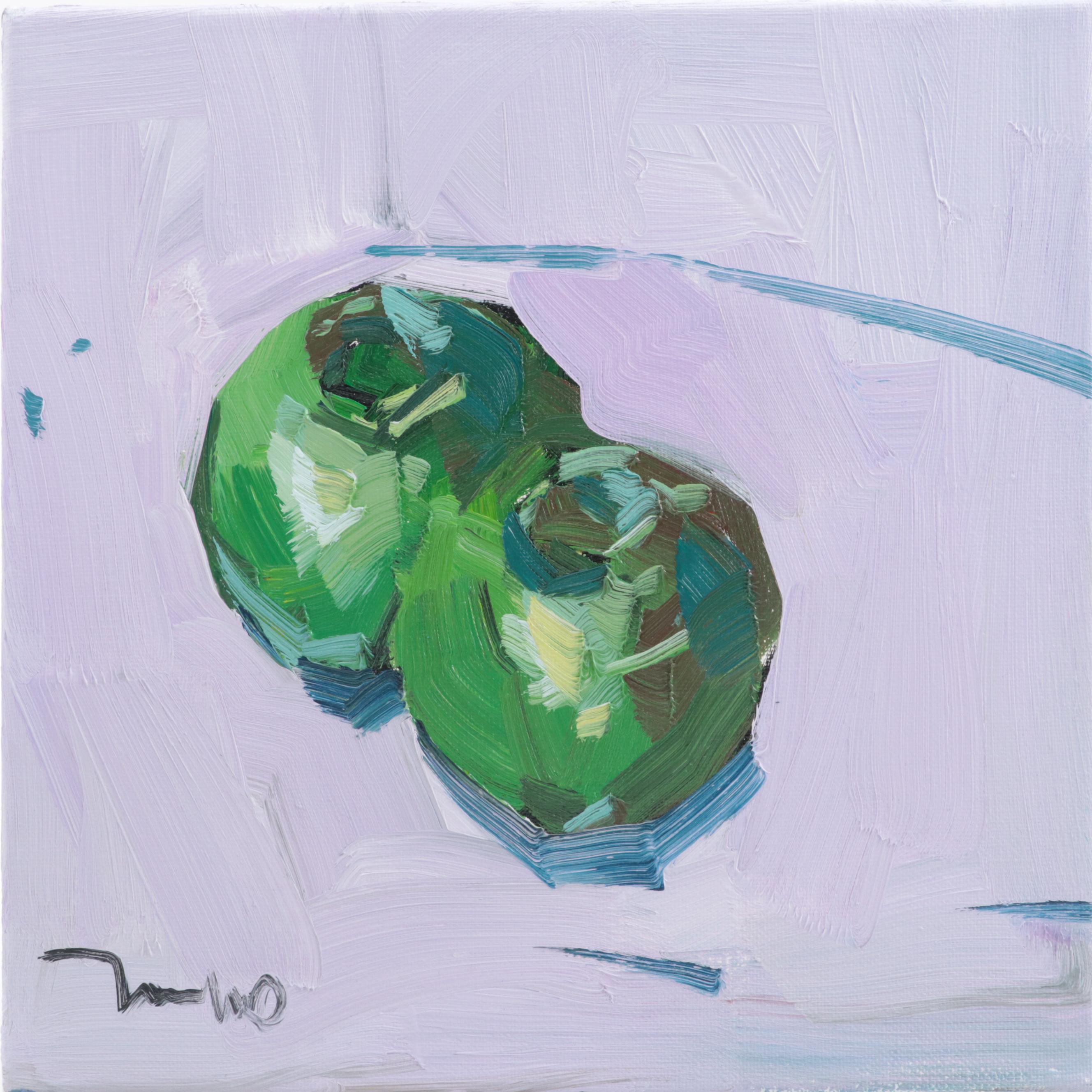Jose Trujillo Oil Painting "Green Apples," 2022