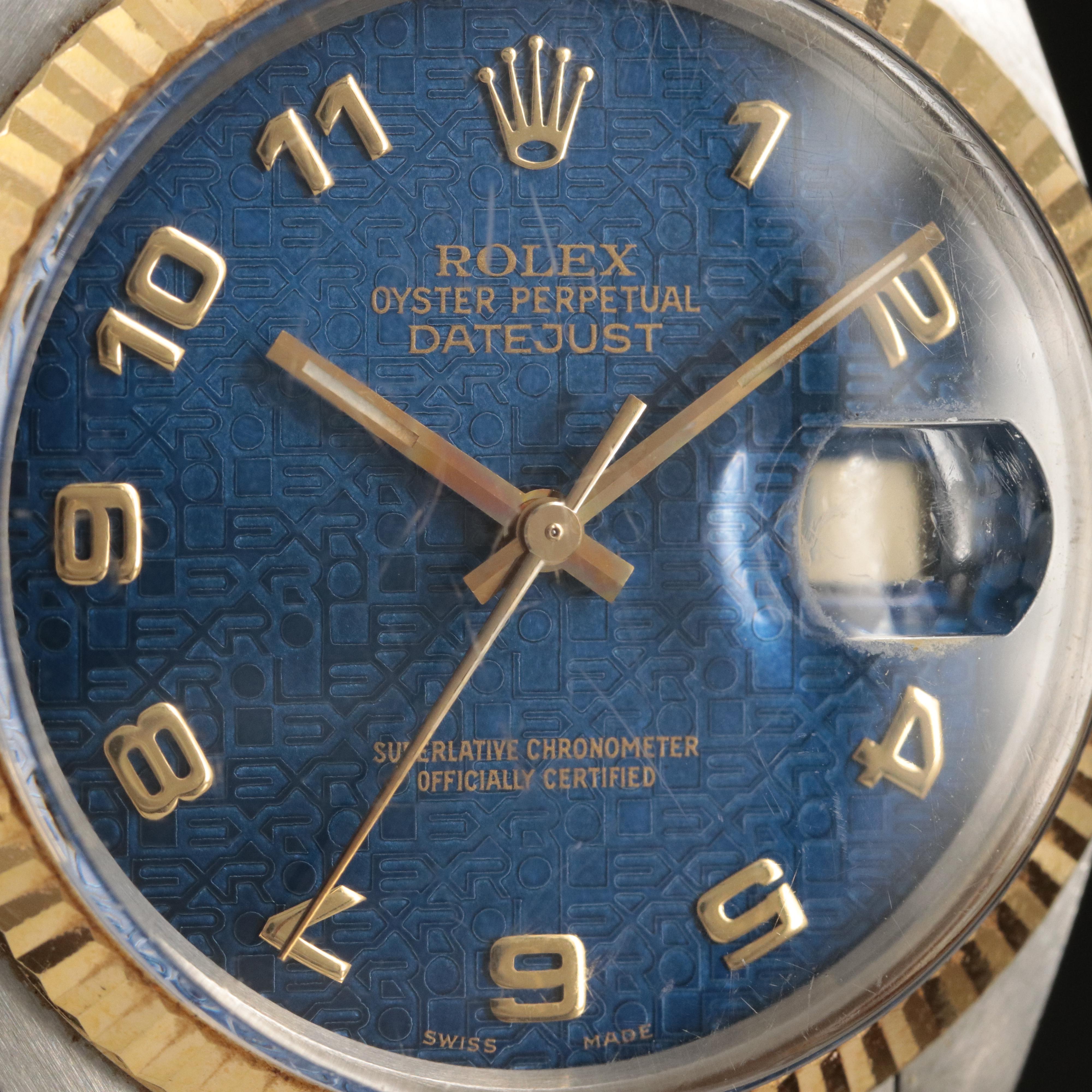 1986 Rolex Datejust Factory Jubilee Blue Dial Watch