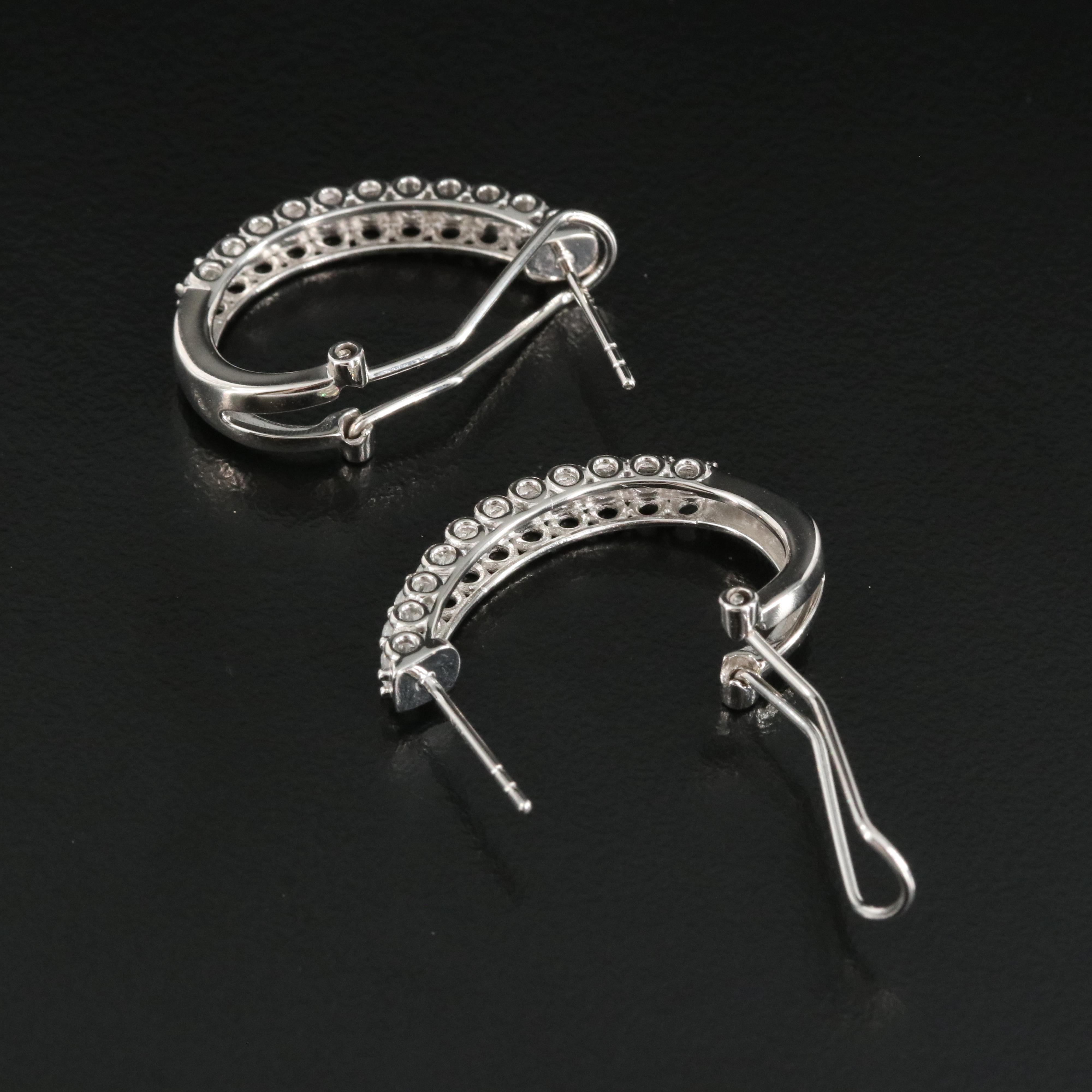 14K 0.99 CTW Diamond J-Hoop Earrings