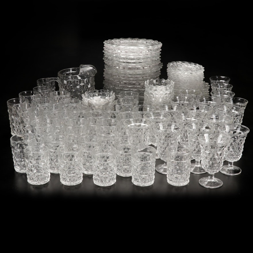 Fostoria "American Clear" Glass Dinnerware and Drinkware, Early to Mid 20th C.