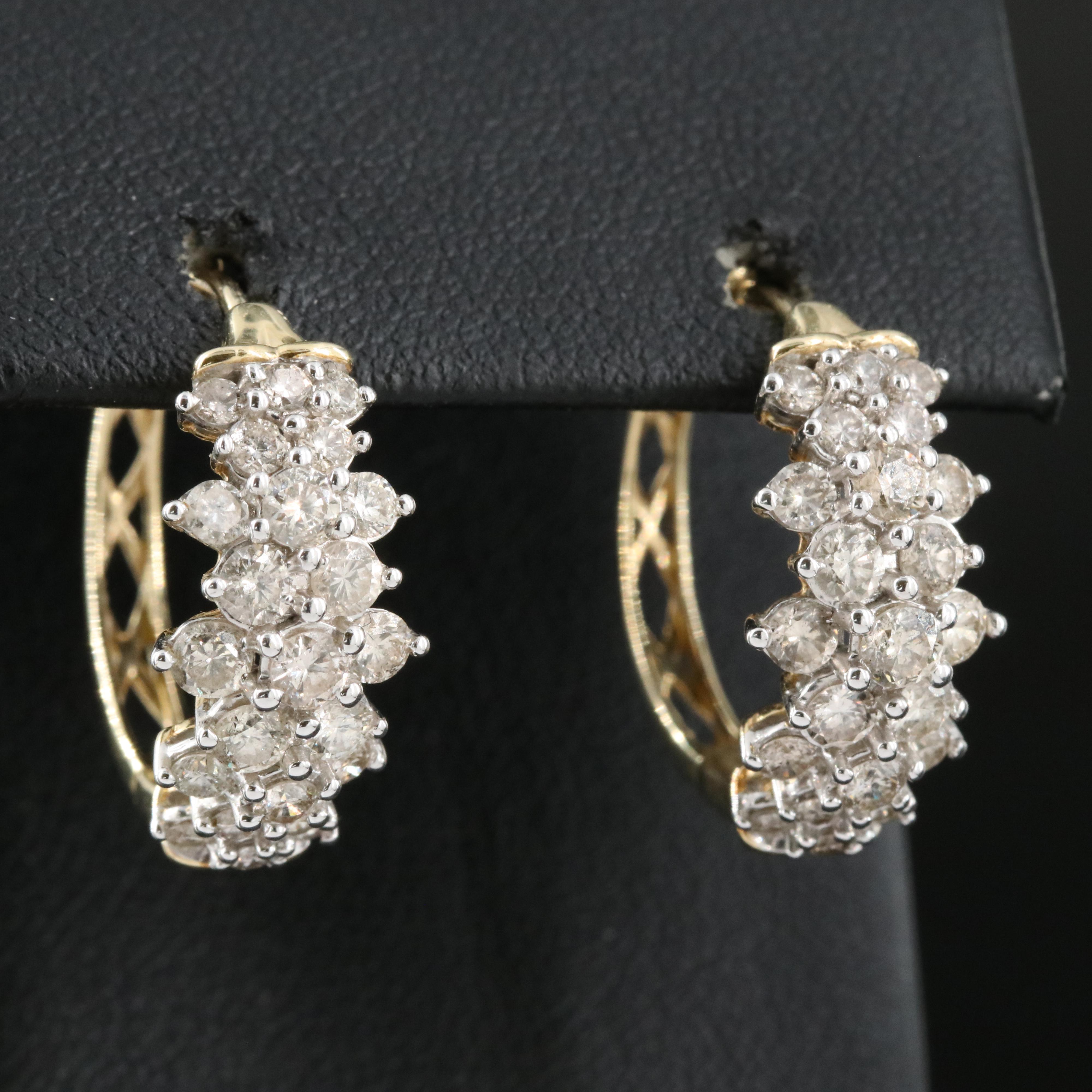 10K 2.00 CTW Diamond Hoop Earrings
