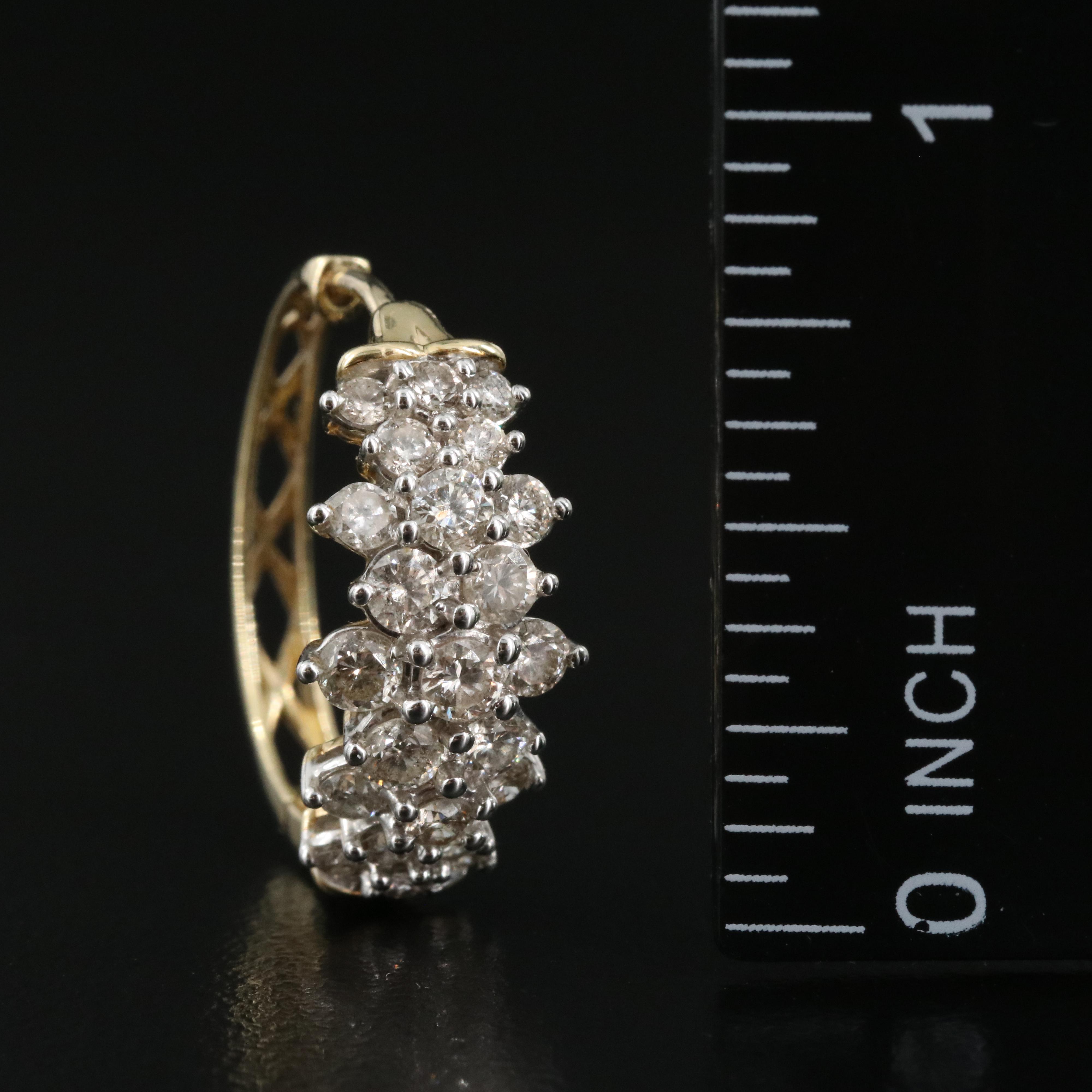 10K 2.00 CTW Diamond Hoop Earrings