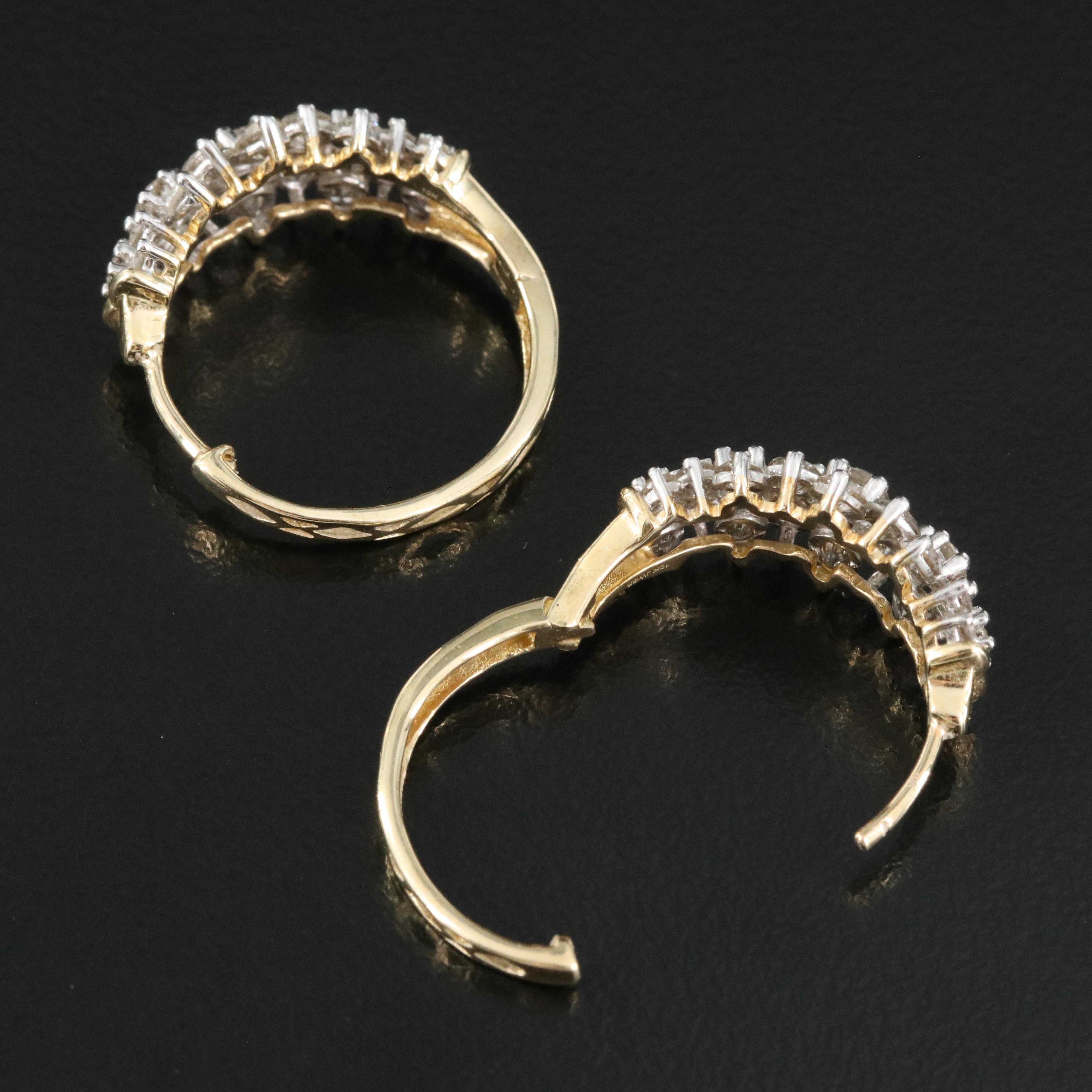 10K 2.00 CTW Diamond Hoop Earrings