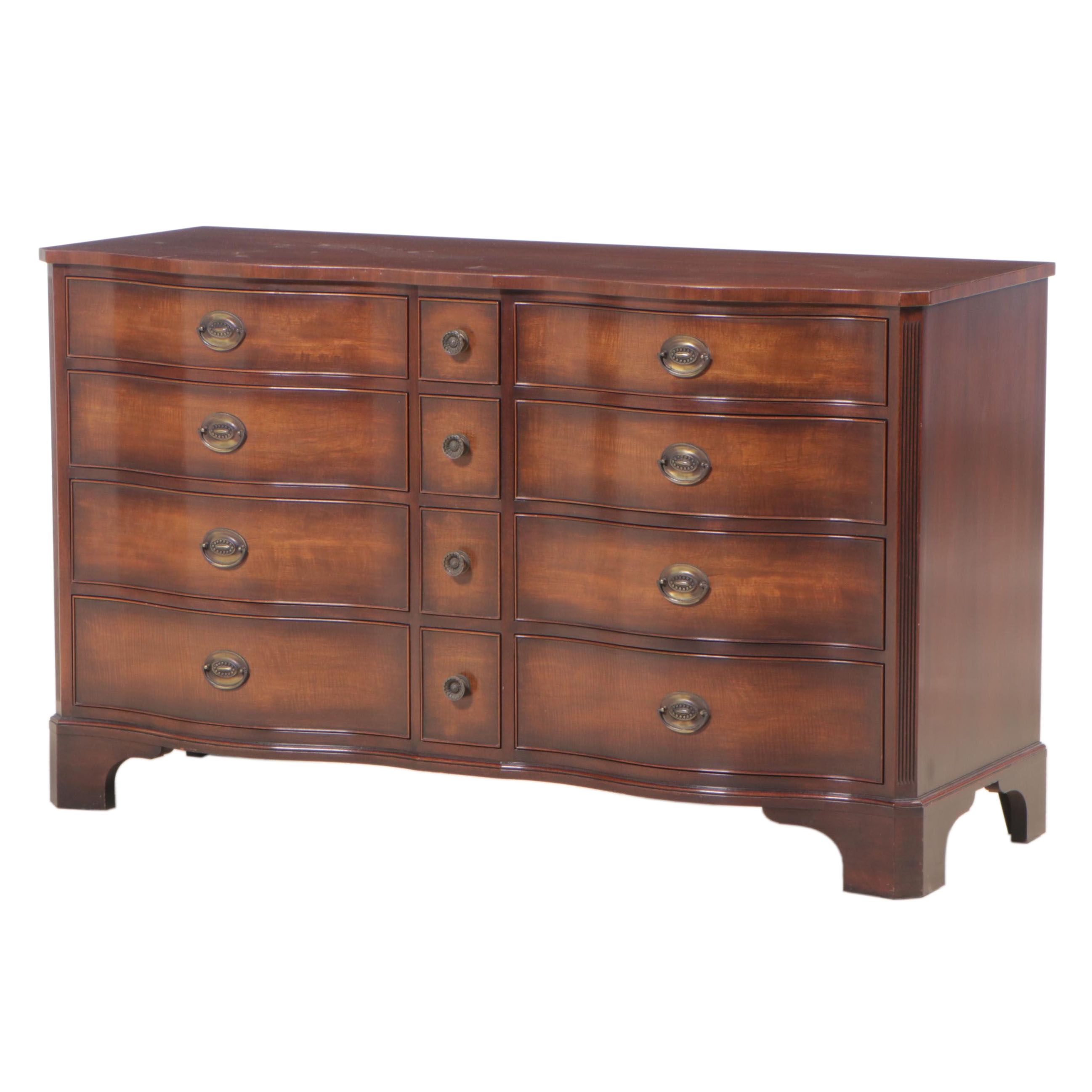 Kindel Federal Style Mahogany Twelve-Drawer Serpentine Chest