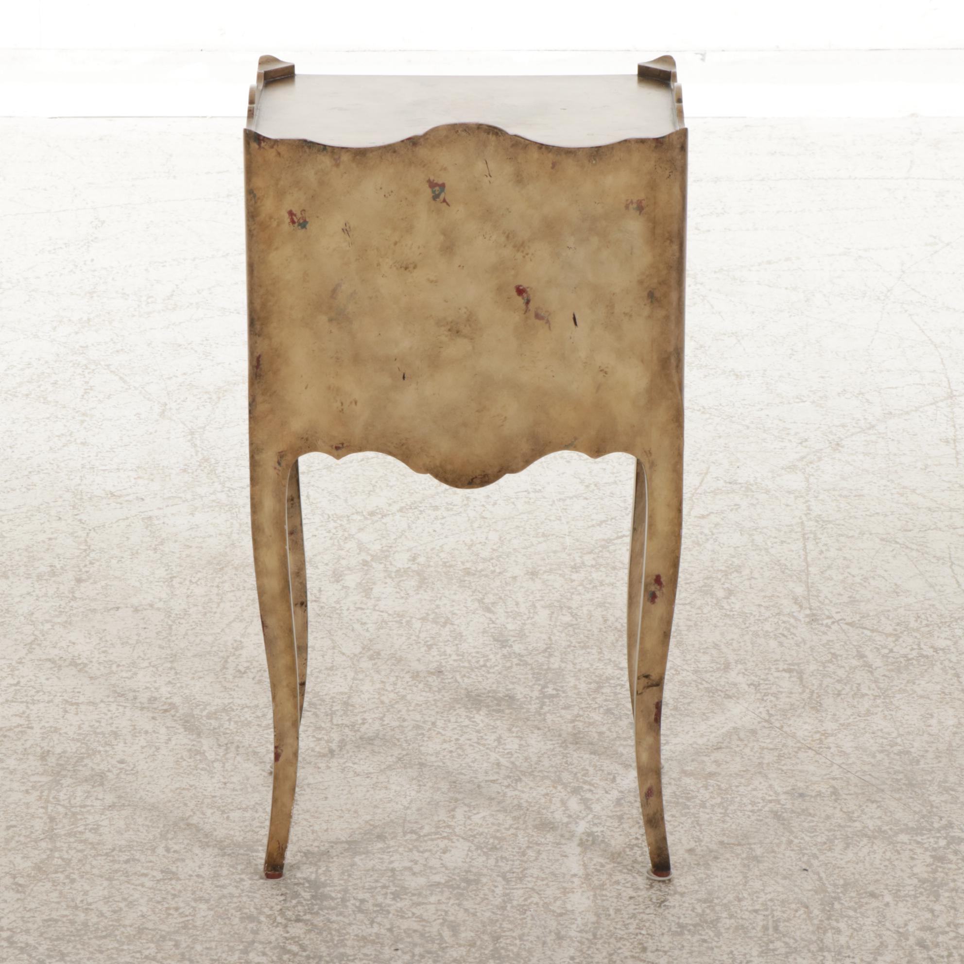 Maitland-Smith Painted Nightstand with Guildmaster Table Lamp, 21st Century