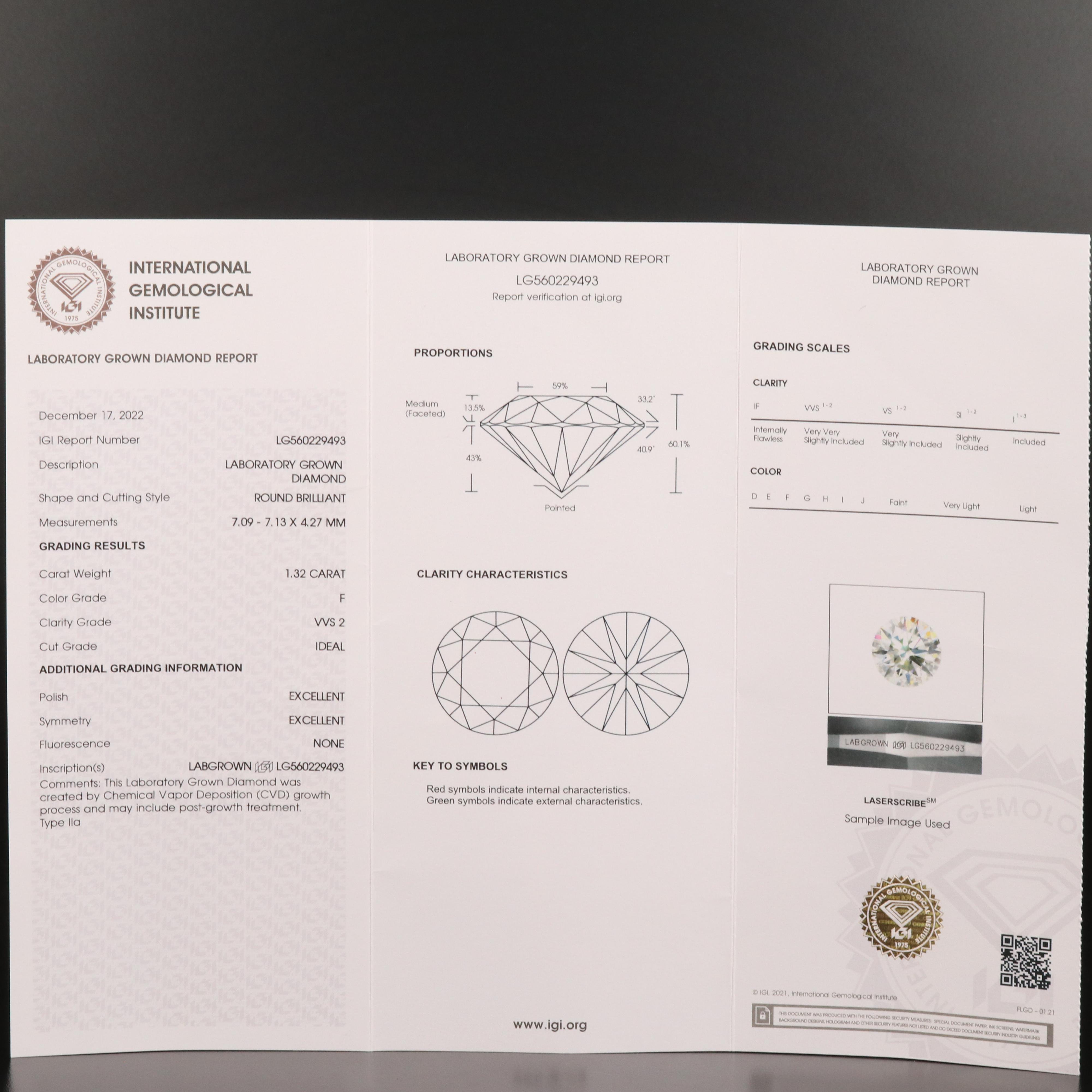 Platinum 2.72 CTW Lab Grown Diamond Stud Earrings with IGI Reports