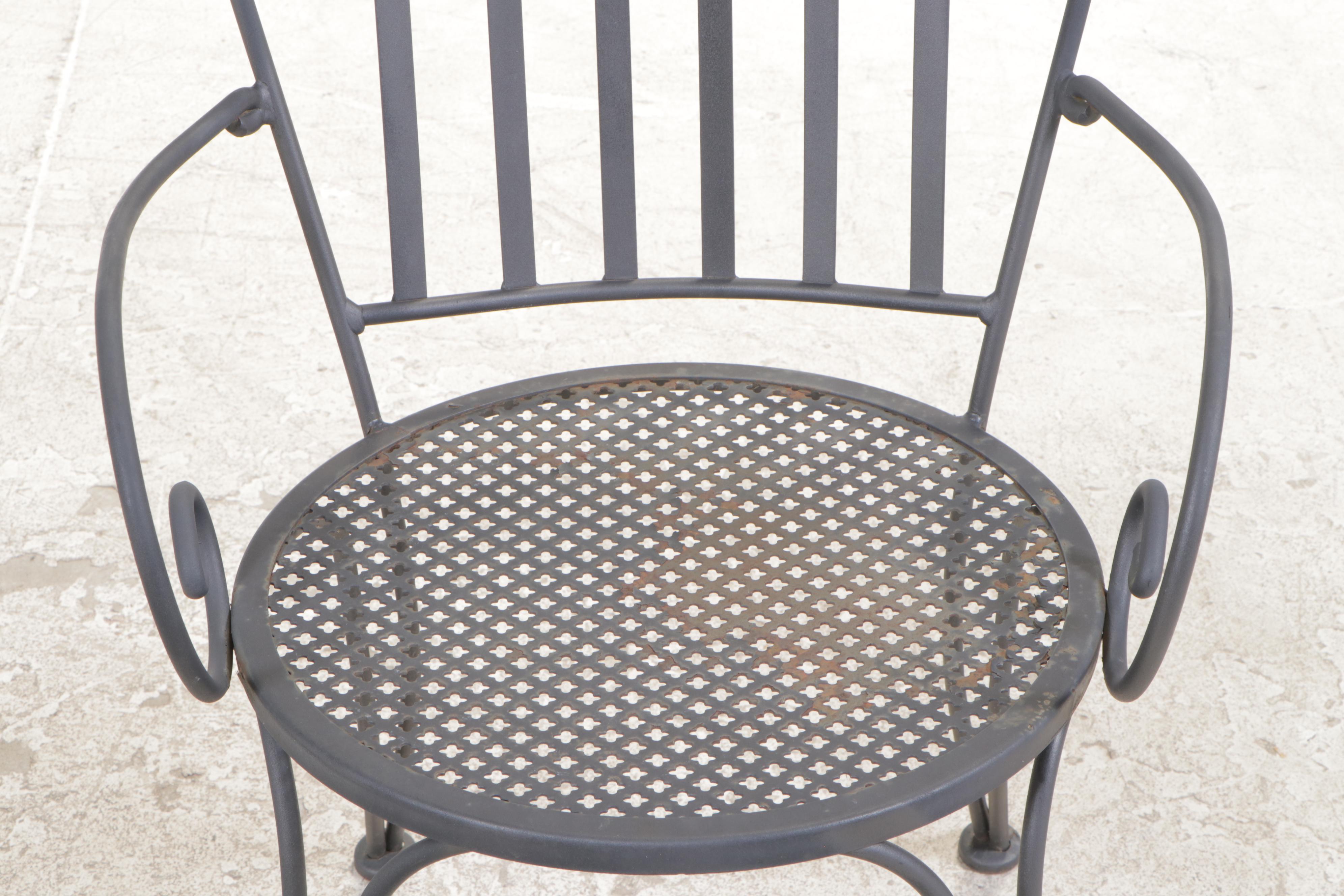 Three-Piece Iron and Wire Mesh Patio Lounge Set