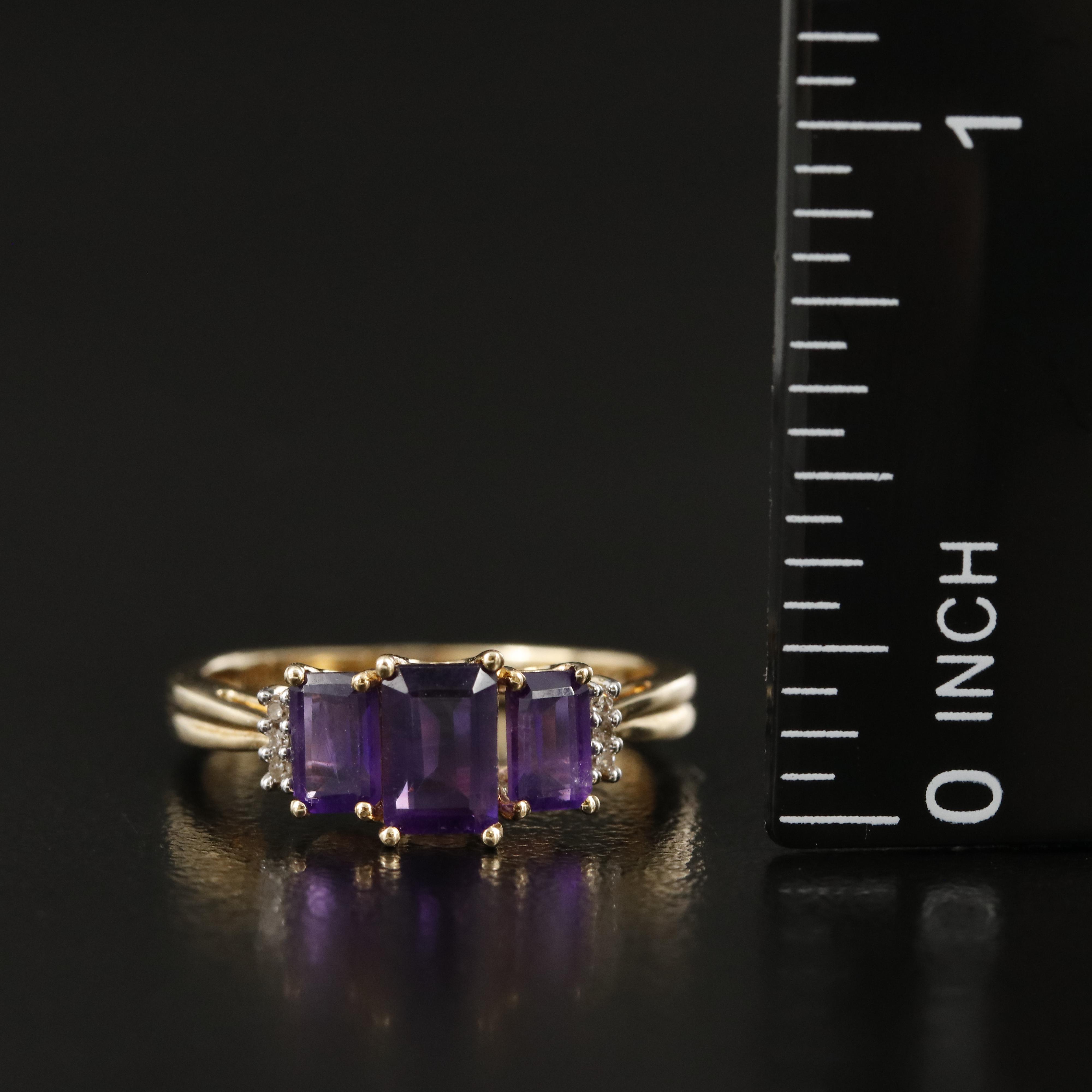 10K Amethyst and Diamond Ring