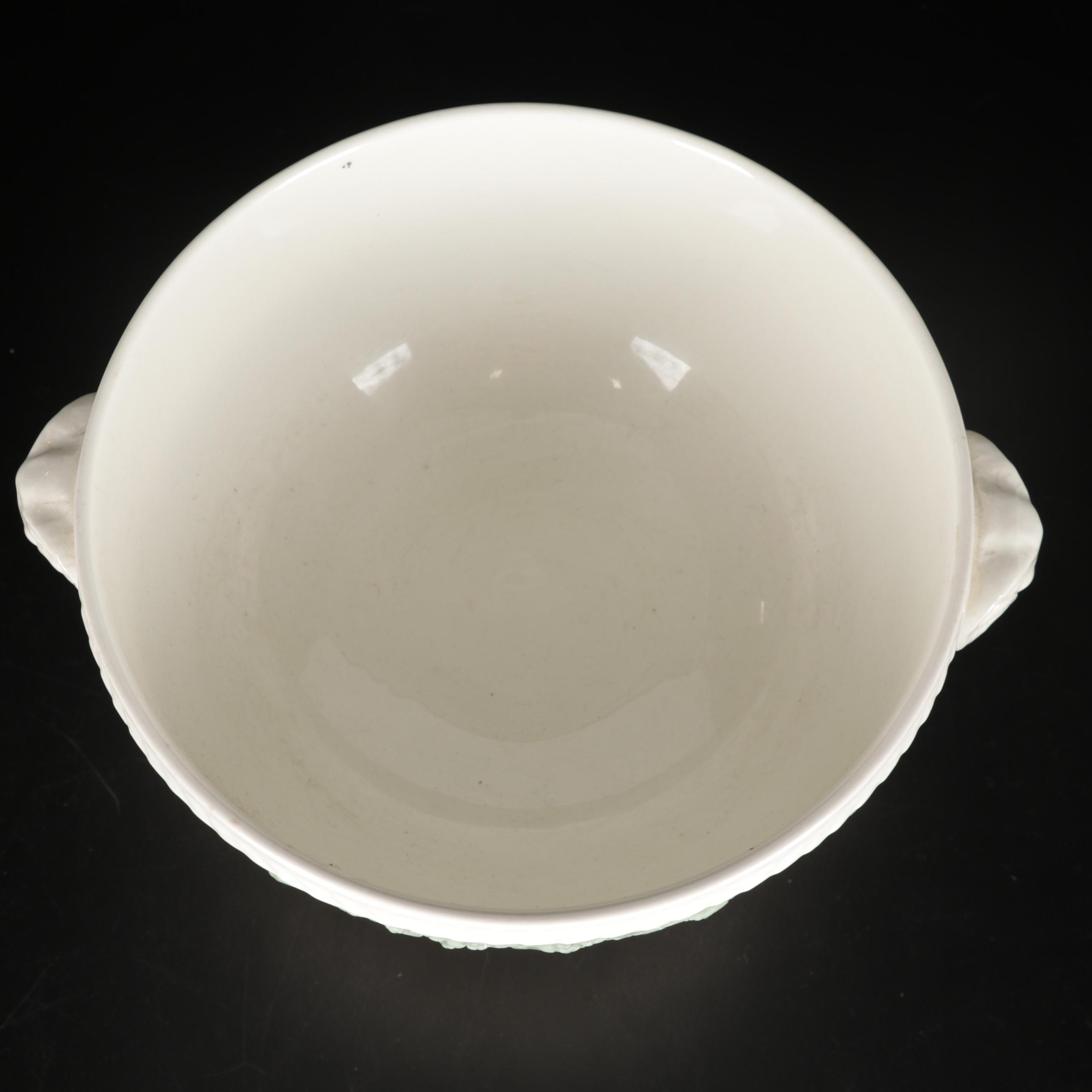 Five Pieces of Belleek Porcelain and Wedgwood Embossed Queensware Footed Bowl