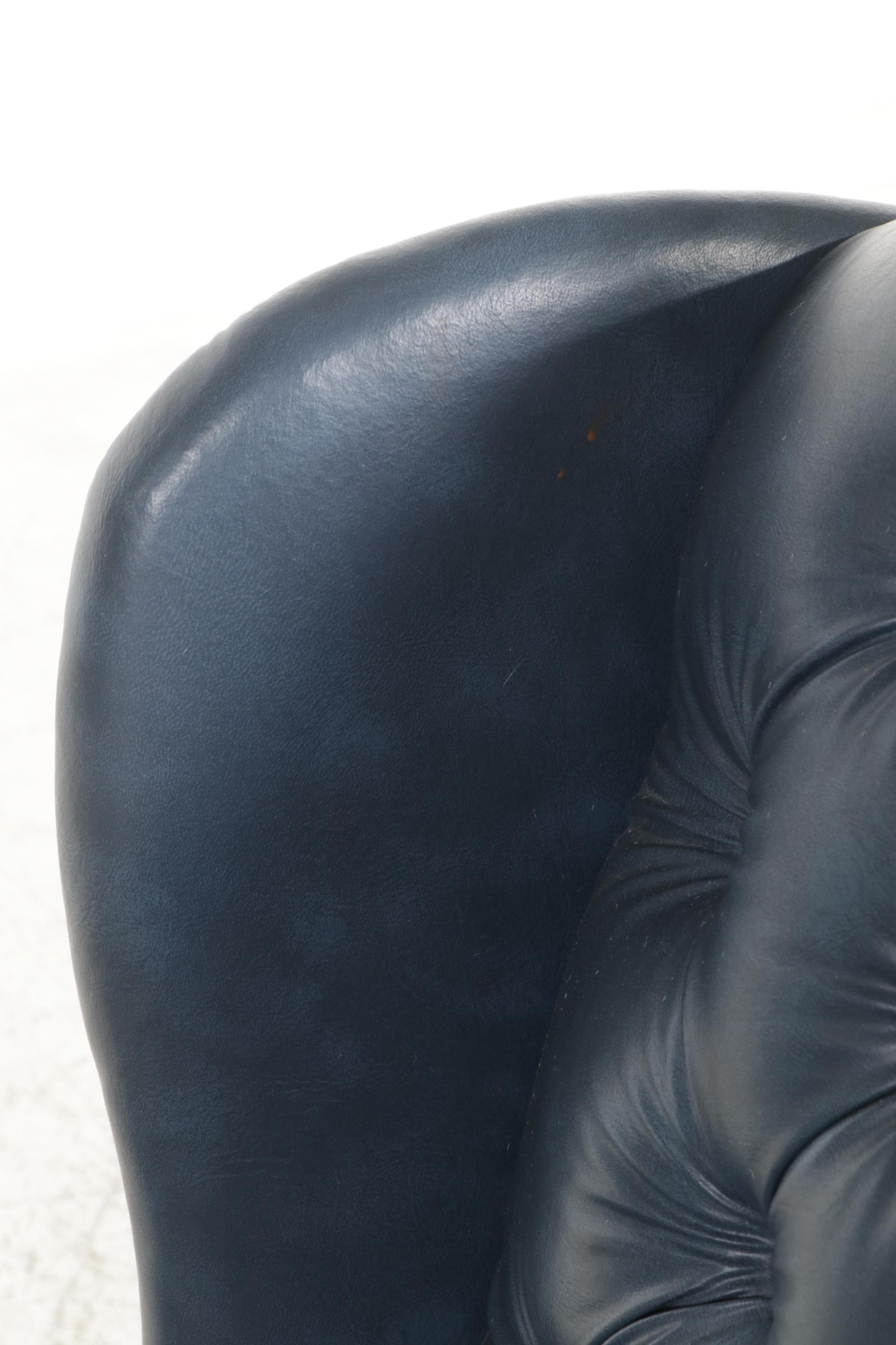 George III Style Faux Leather Upholstered Wing Back Armchair