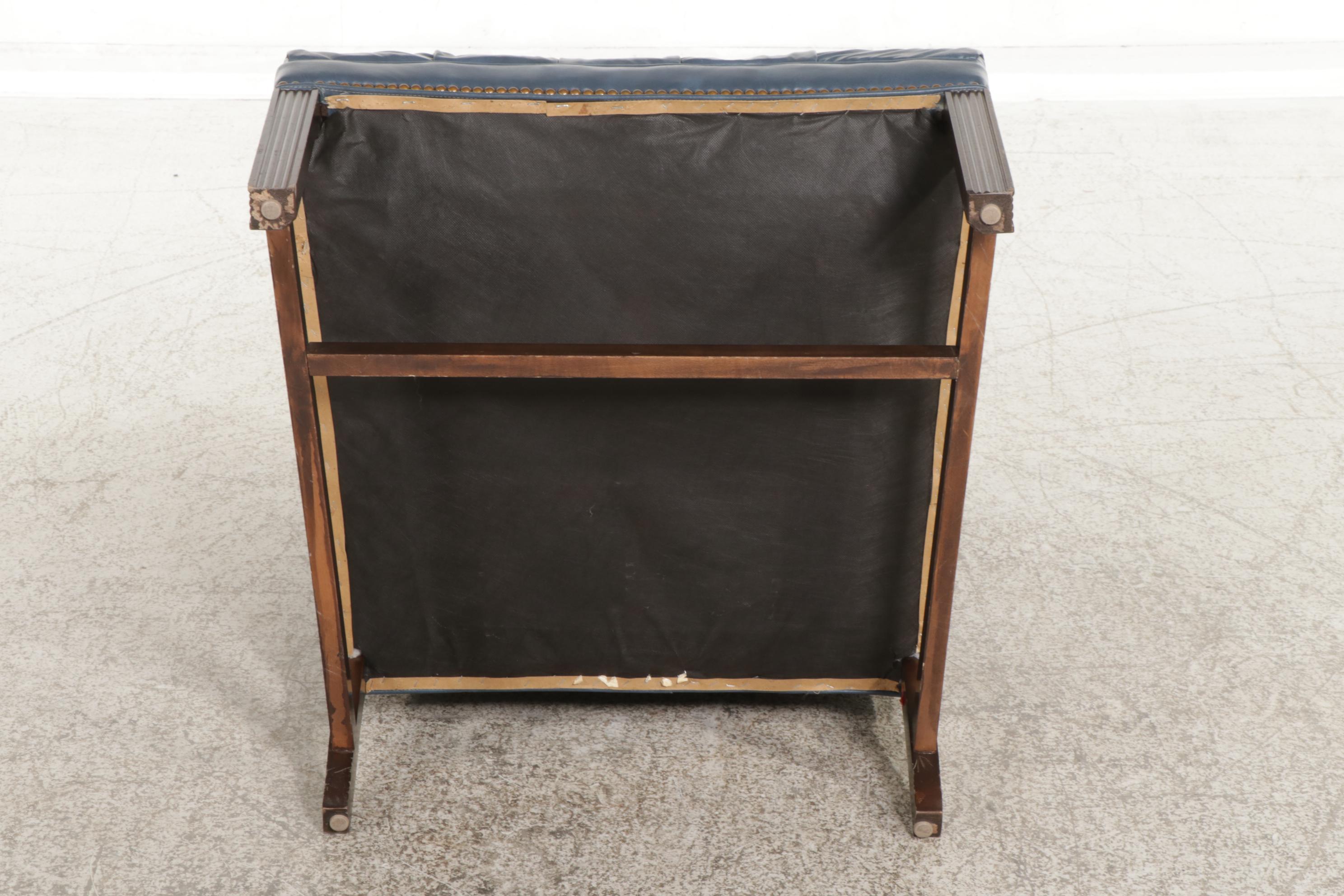 George III Style Faux Leather Upholstered Wing Back Armchair