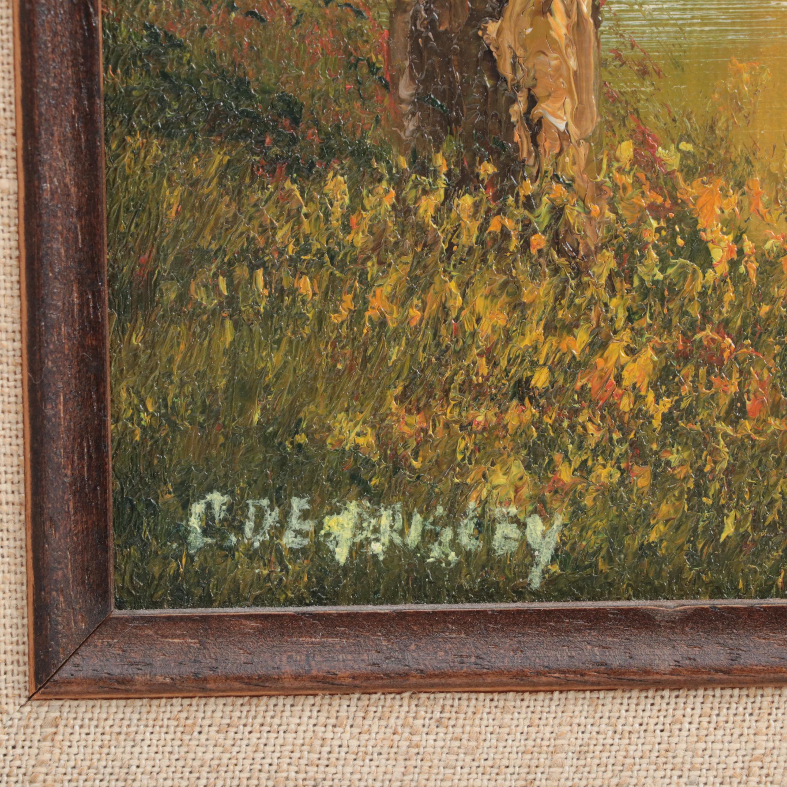 Forest Landscape Oil Painting, Late 20th Century