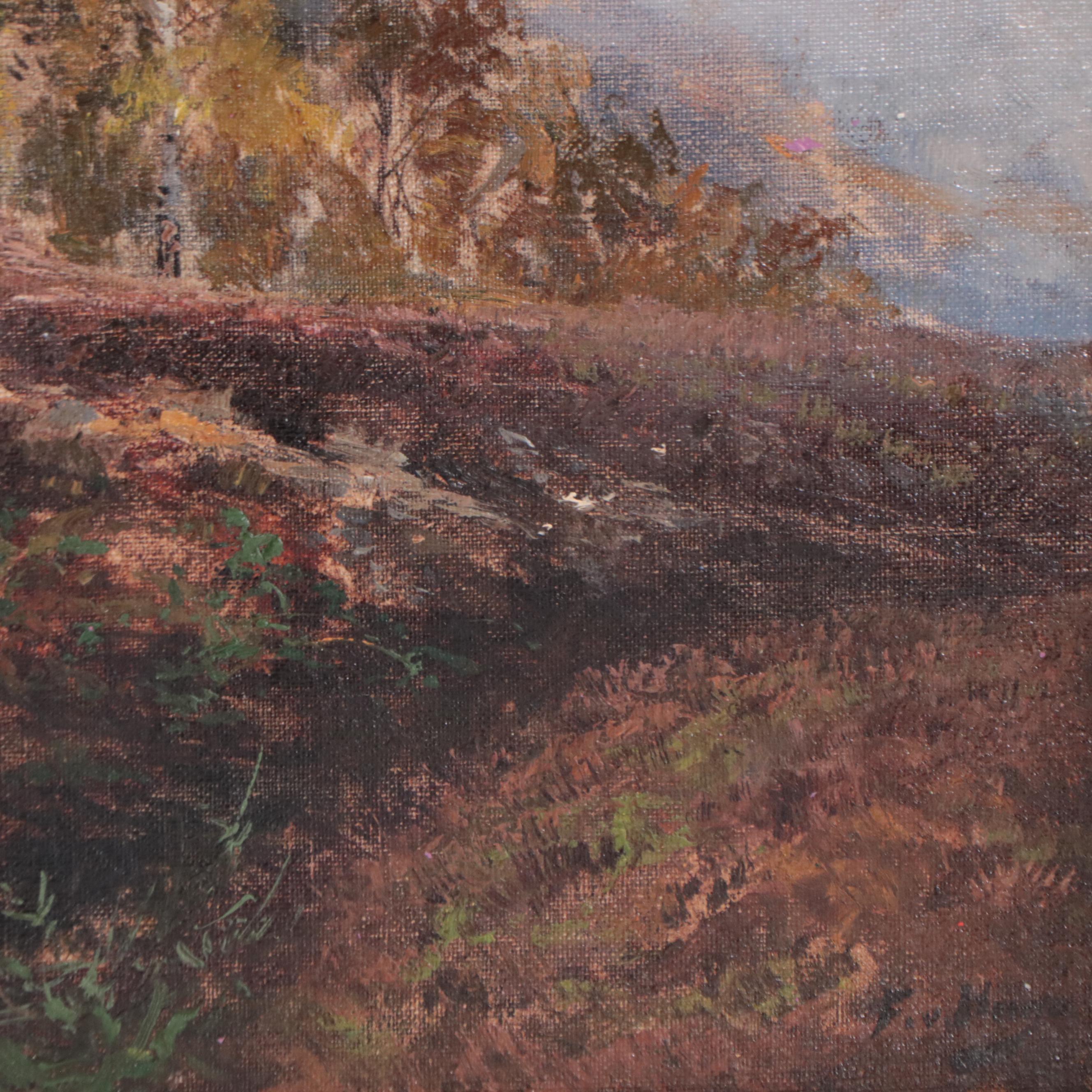 F.V. Hugo Oil Painting of Landscape, Late 19th Century