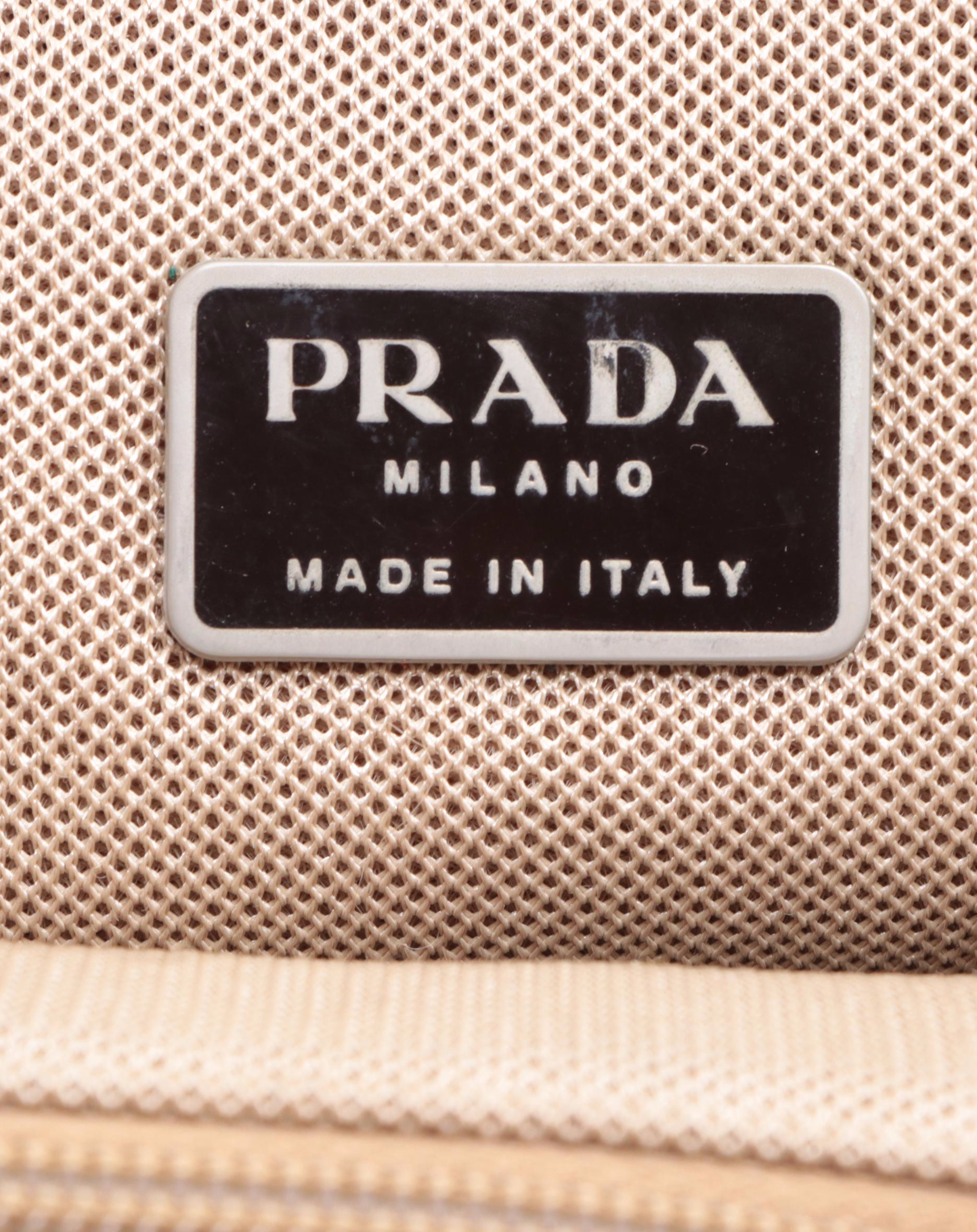 Prada Small Tote in Canvas with Leather Trim