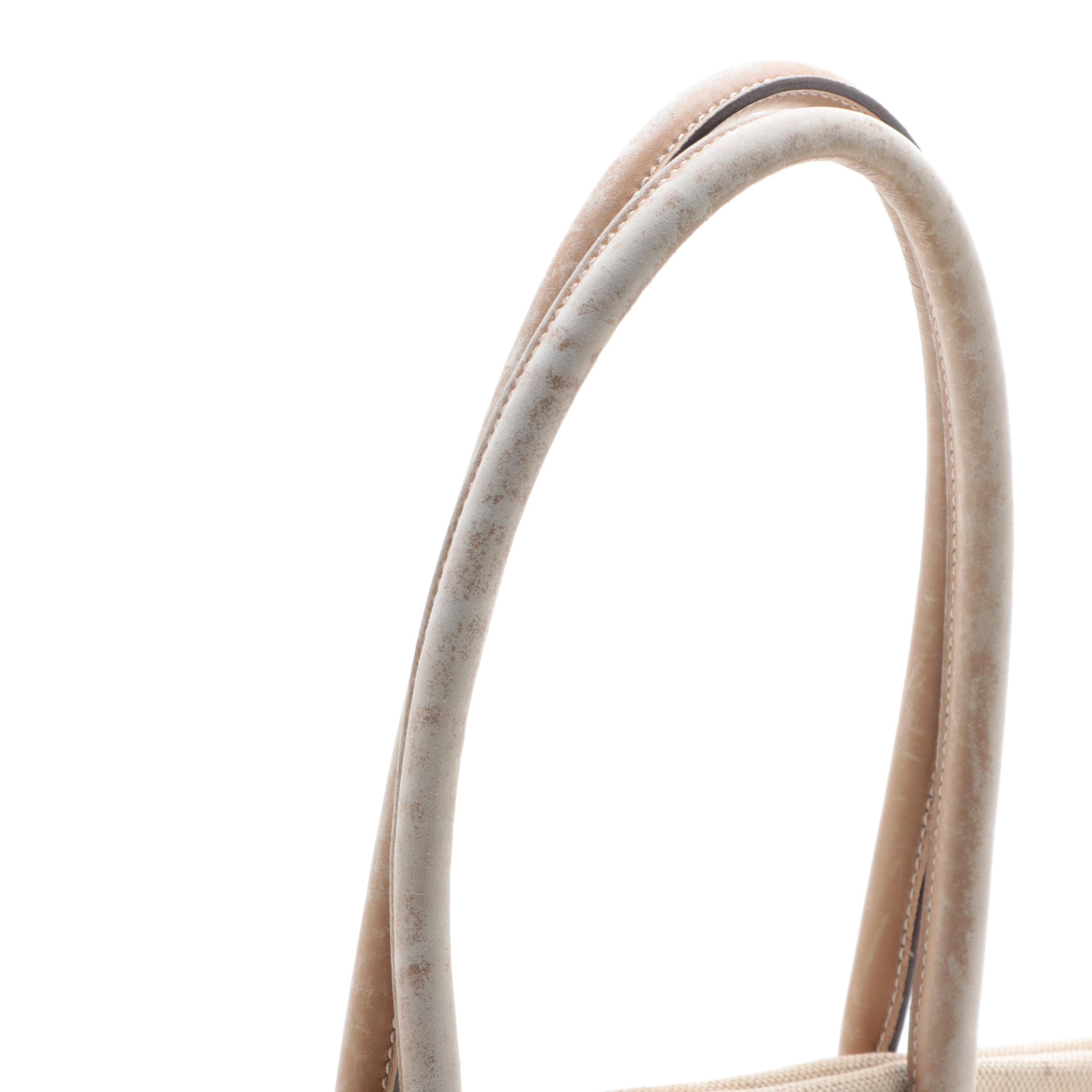 Prada Small Tote in Canvas with Leather Trim