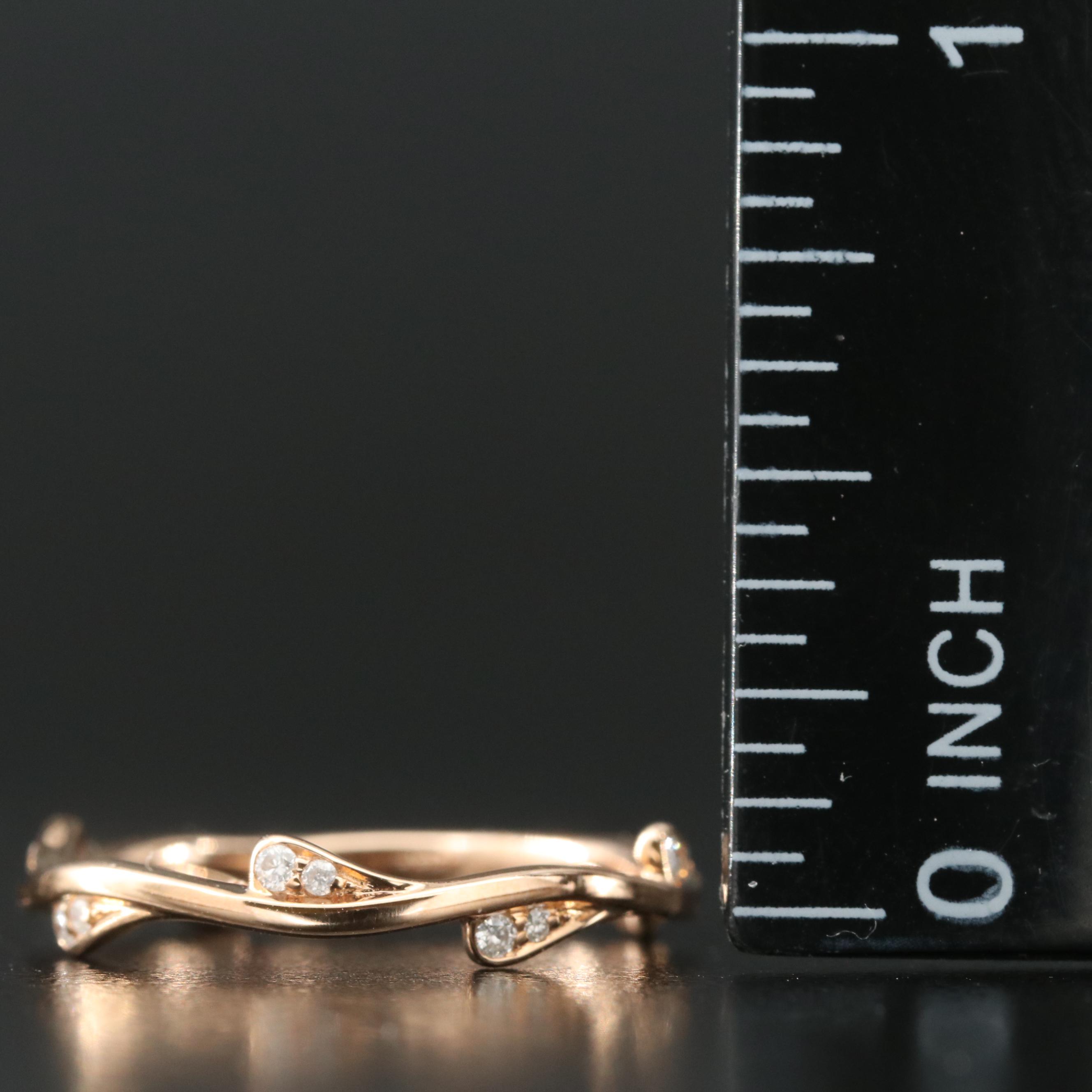 14K Rose Gold 0.09 CT Diamond Foliate Band