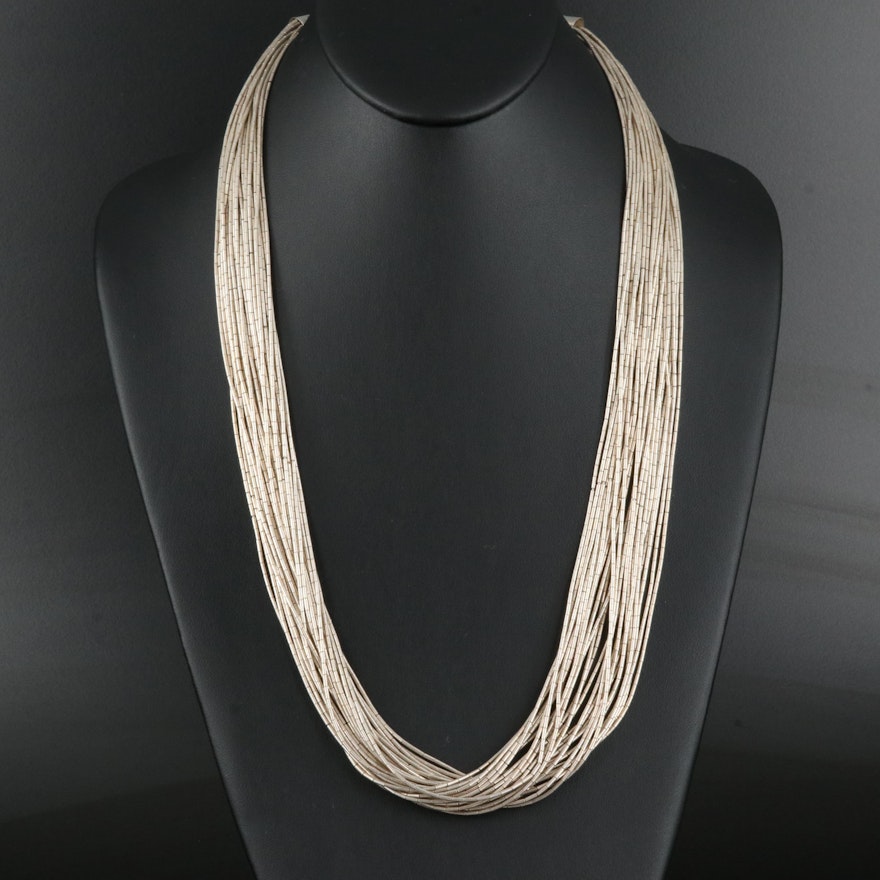 Sterling Multistrand Liquid Silver Necklace