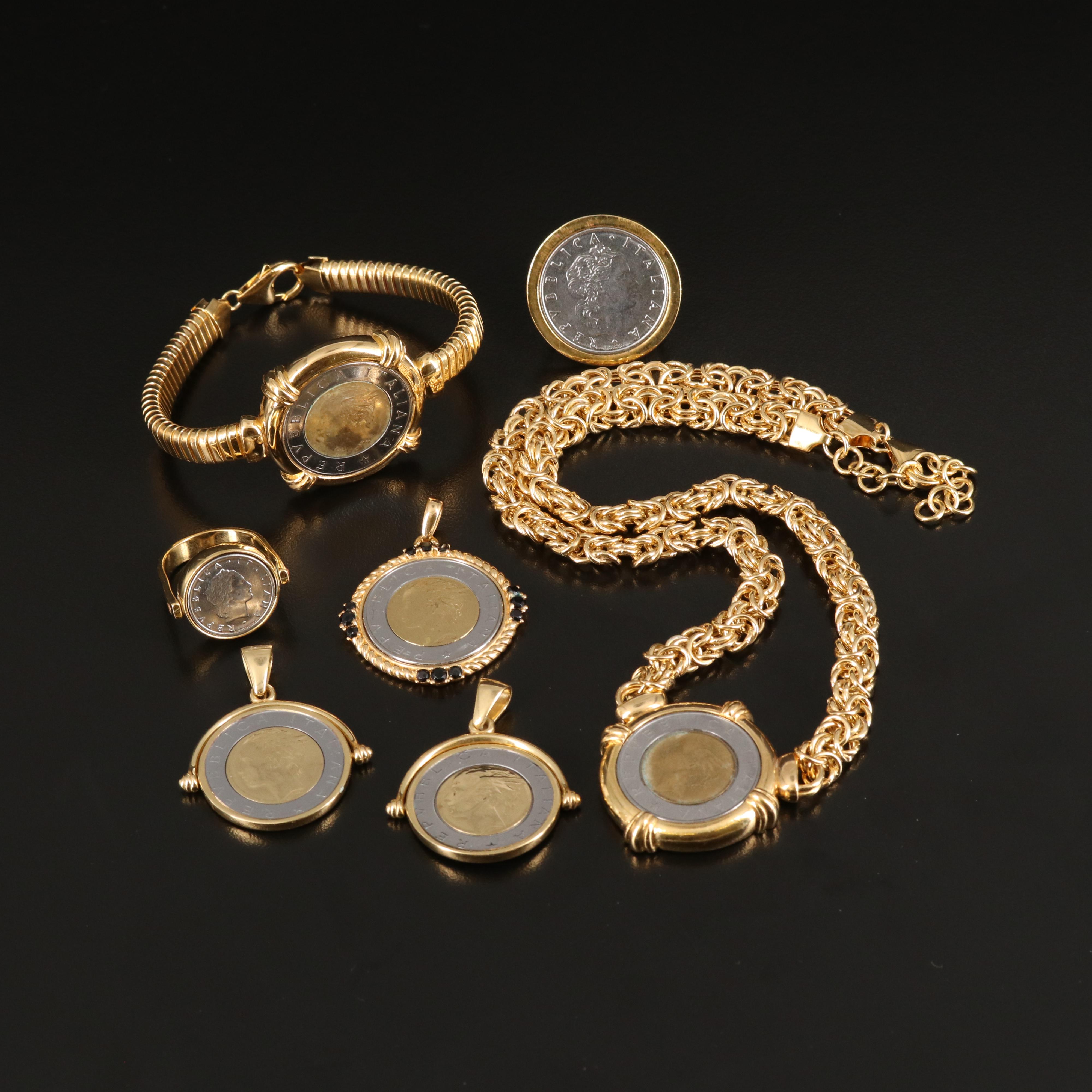 Assorted Coin Jewelry with Spinel Accents