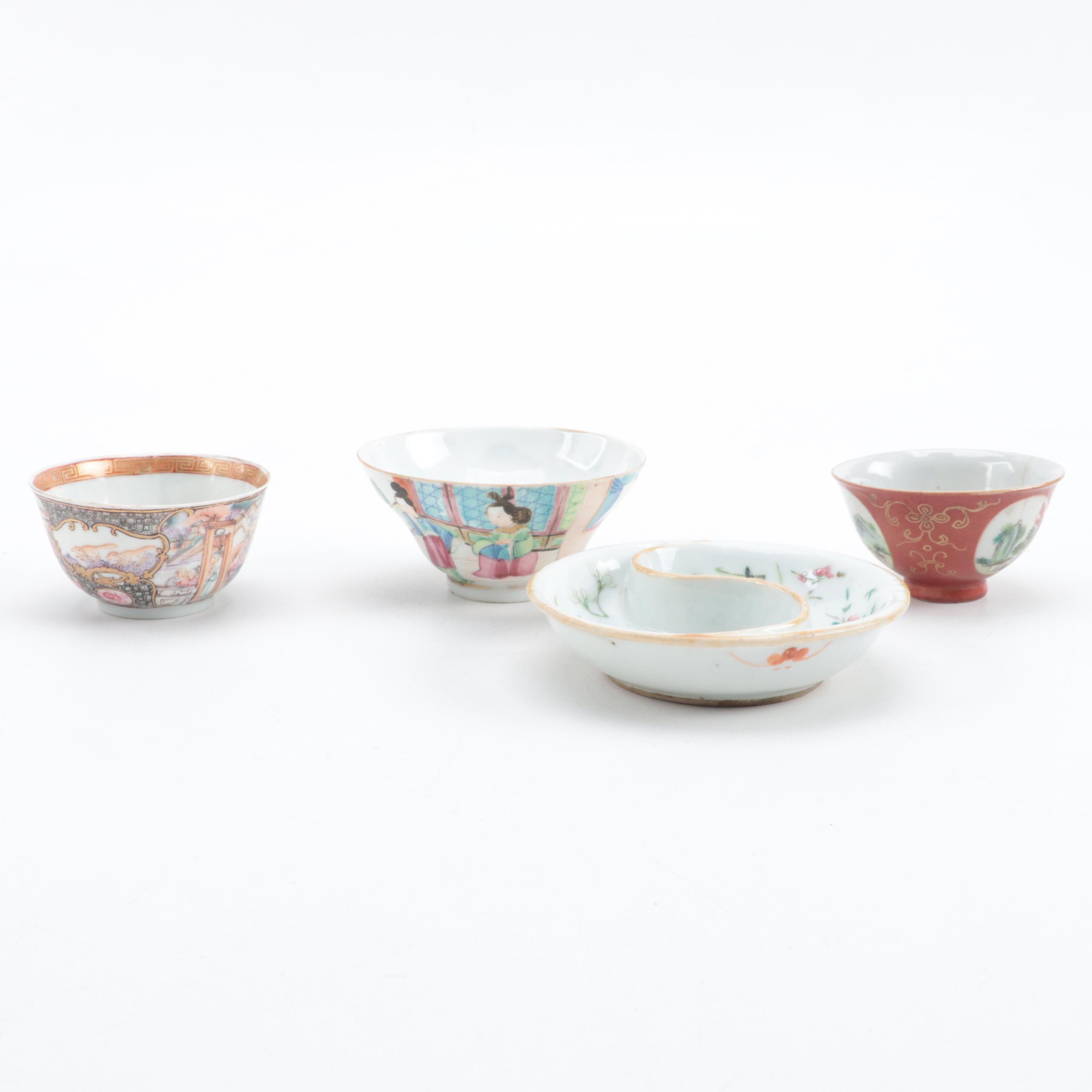 Chinese Hand-Painted Porcelain Bowls, Antique