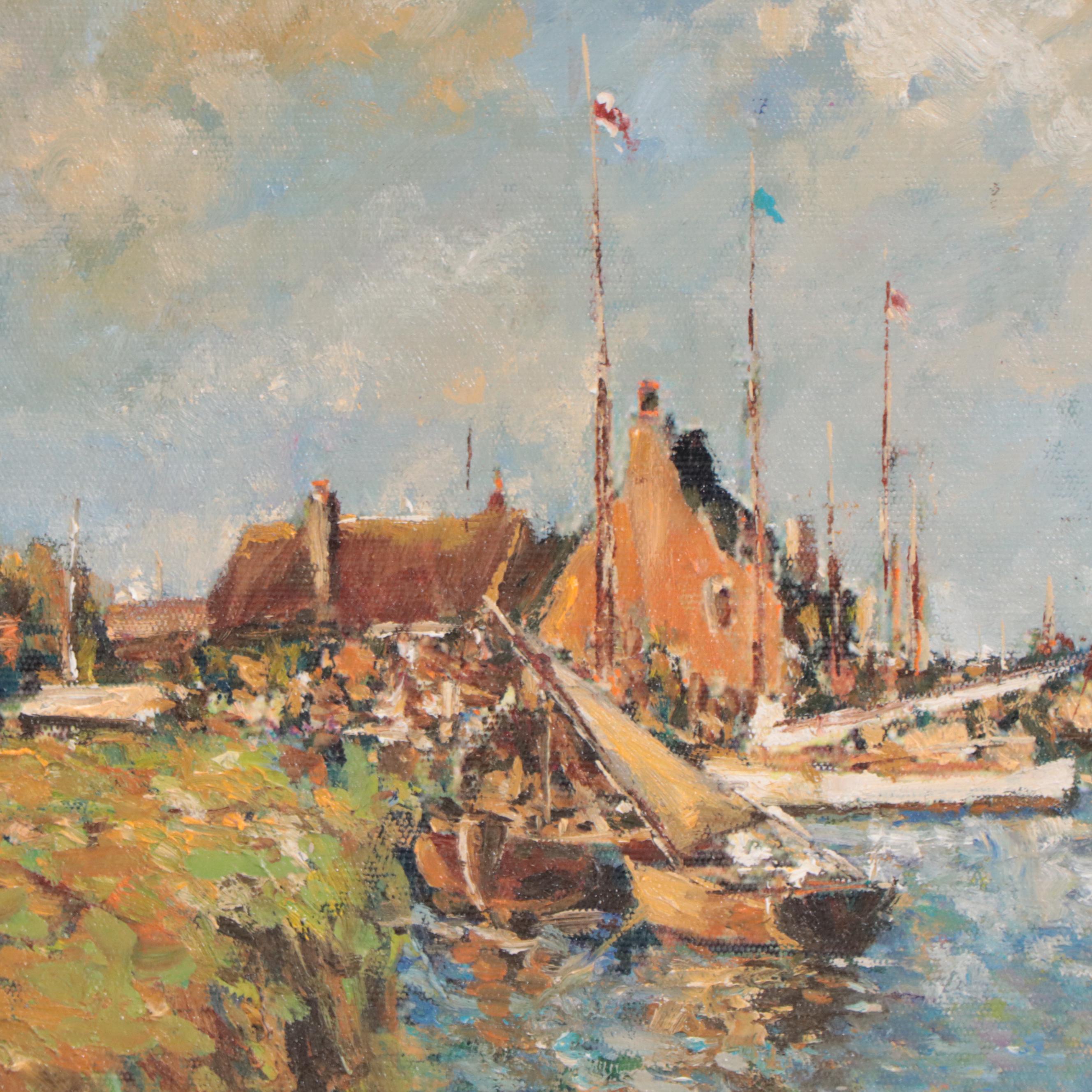 Angel Simarro Painting Harbor Scene