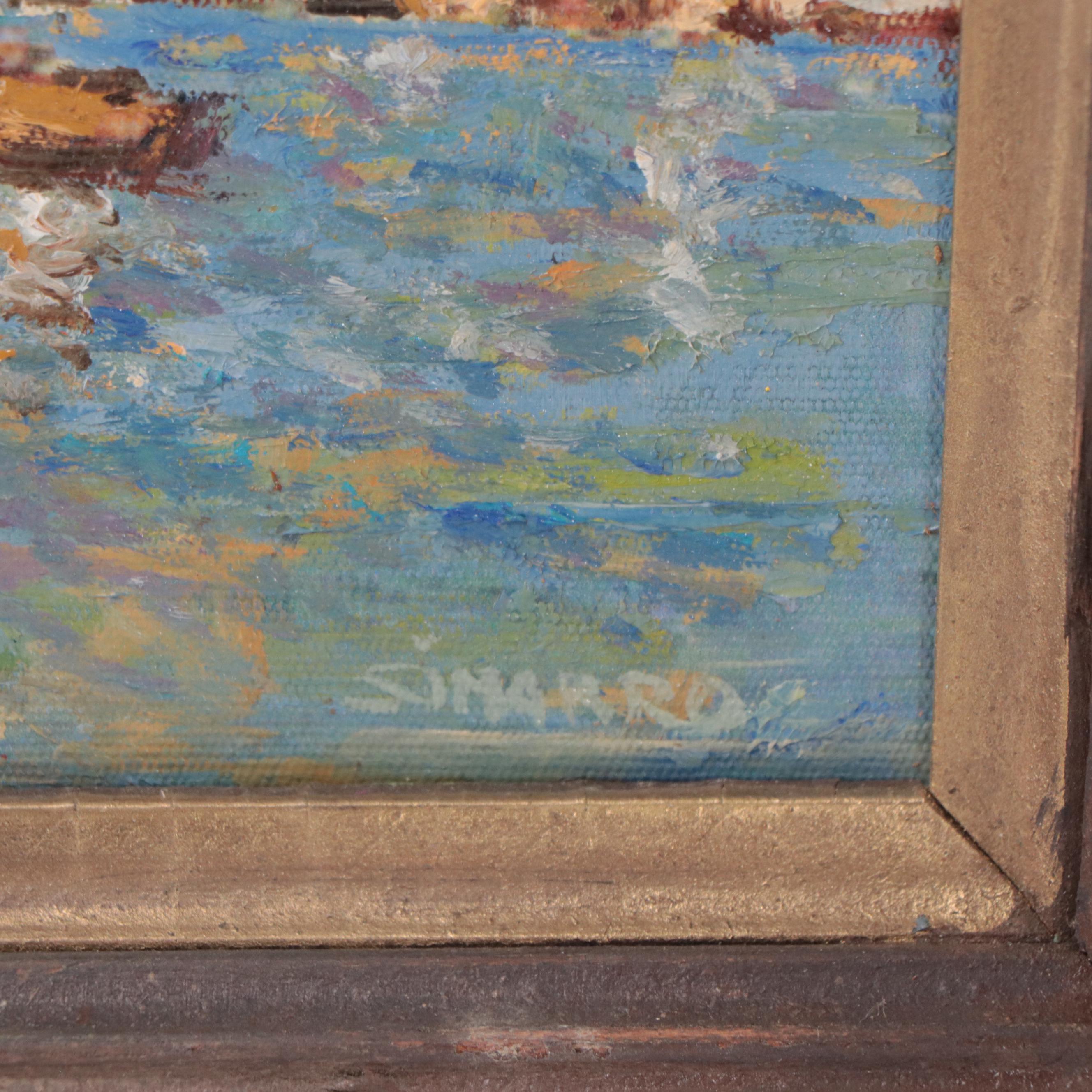 Angel Simarro Painting Harbor Scene