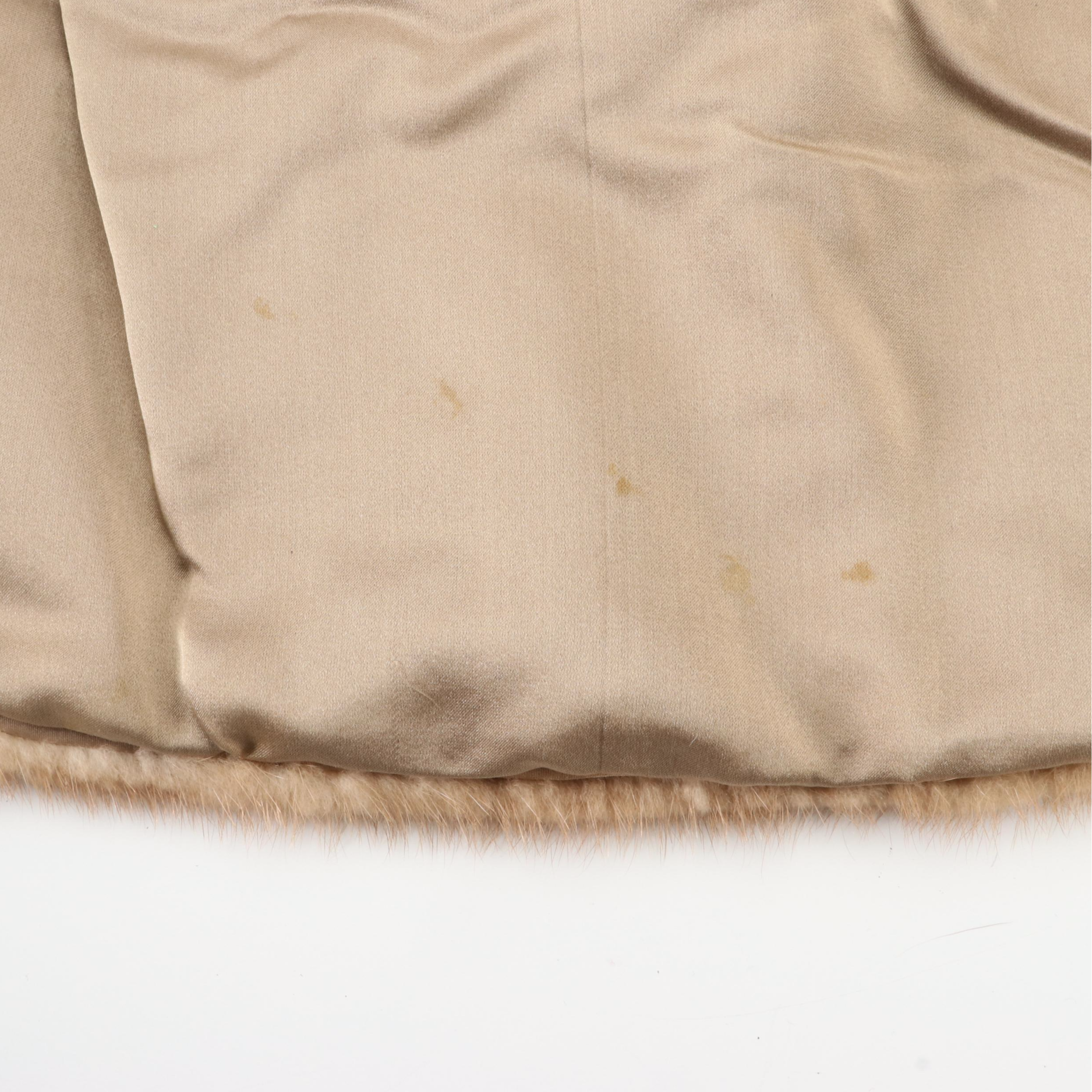 Pastel Mink Fur Stole and Brown Mink Fur Hat and Boa with Box