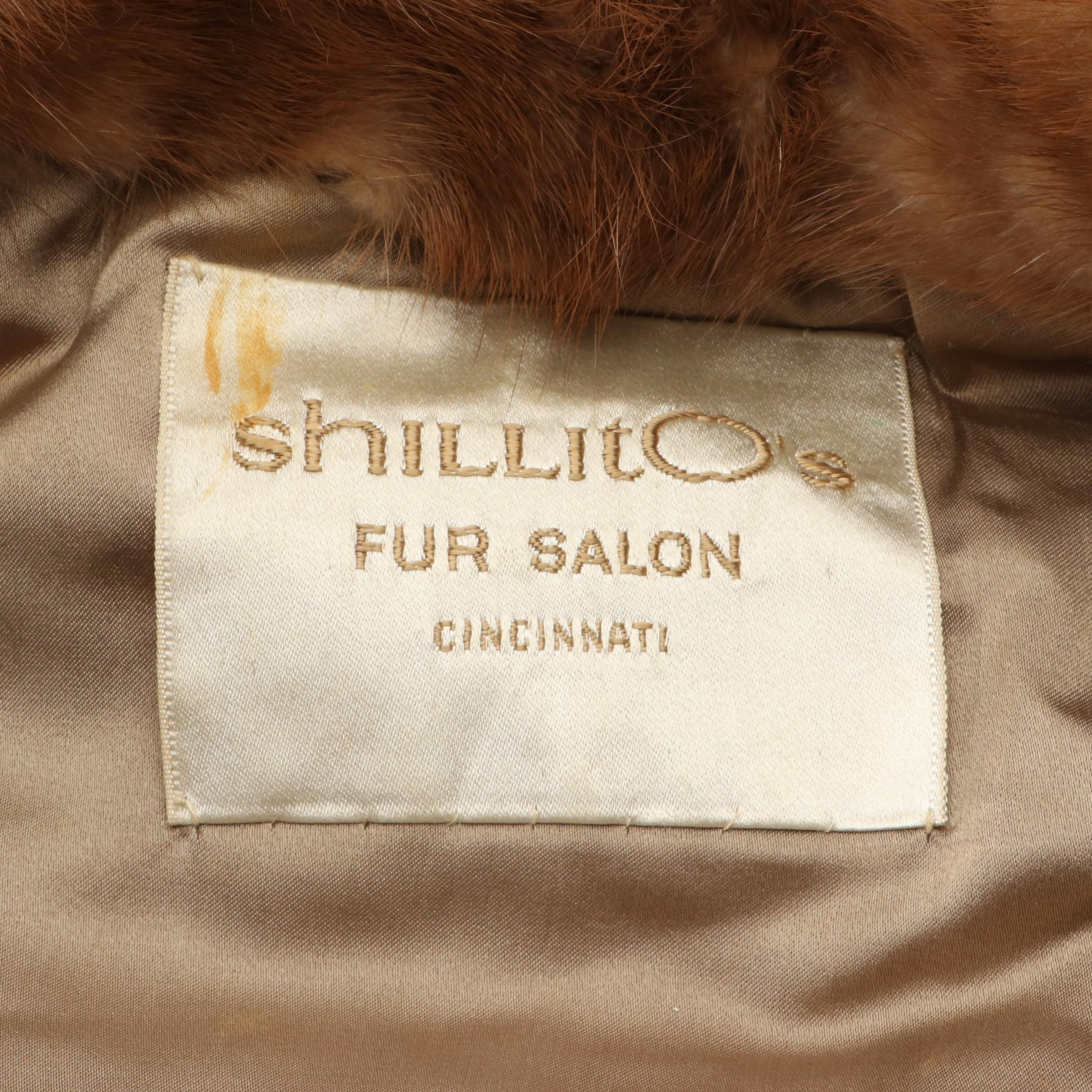 Pastel Mink Fur Stole and Brown Mink Fur Hat and Boa with Box