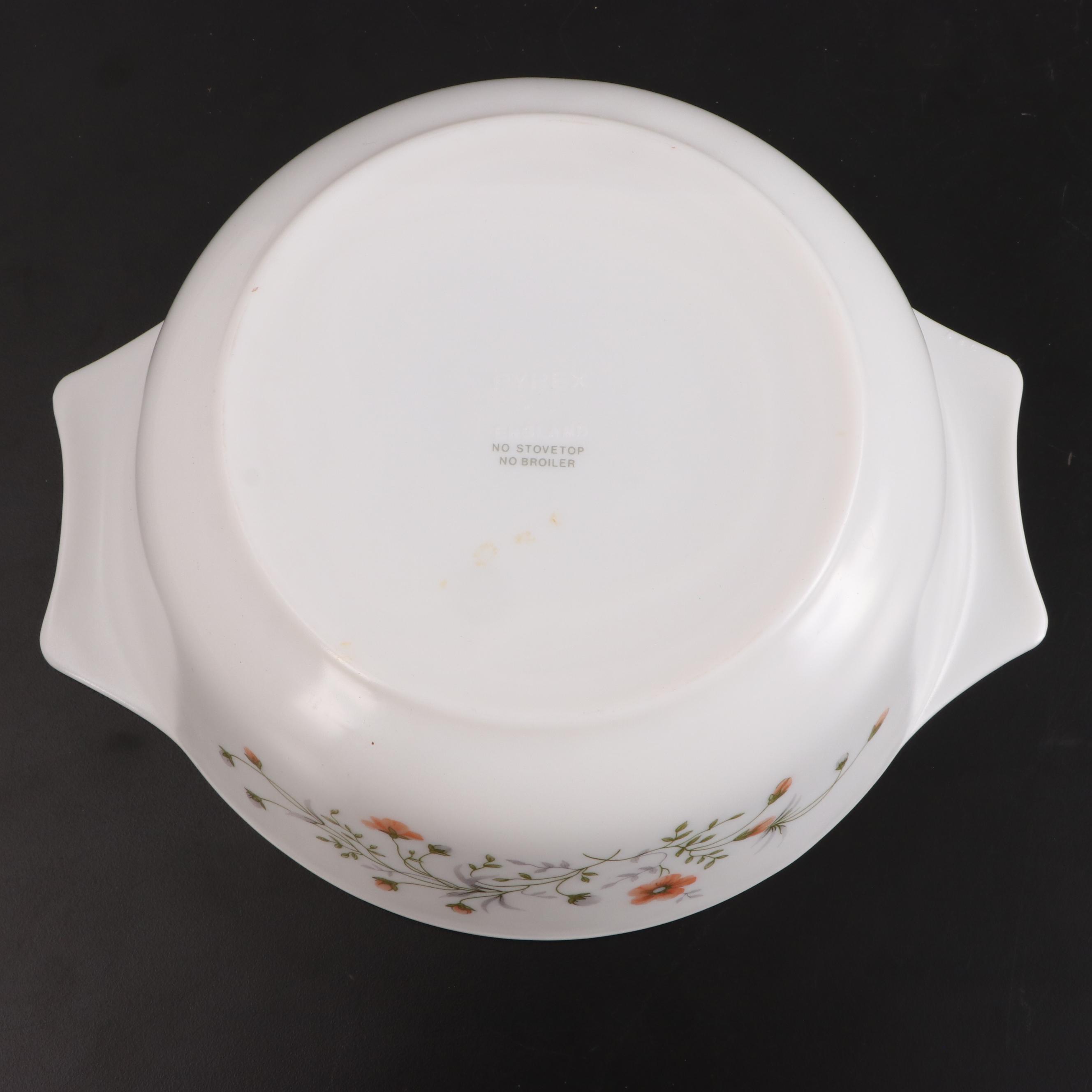 English Pyrex "Spring Garden" Casserole with Cookbook and Other Kitchenware