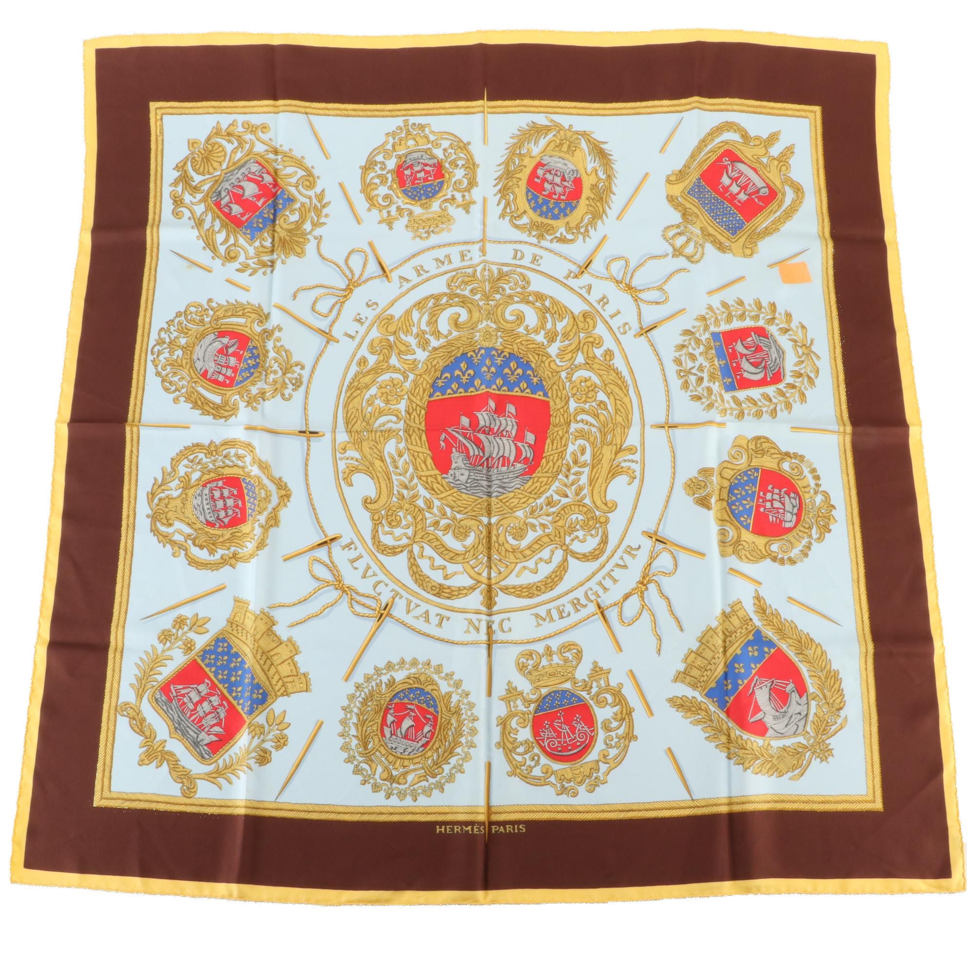 Hermès "Les Armes de Paris" Scarf 90 in Silk Twill
