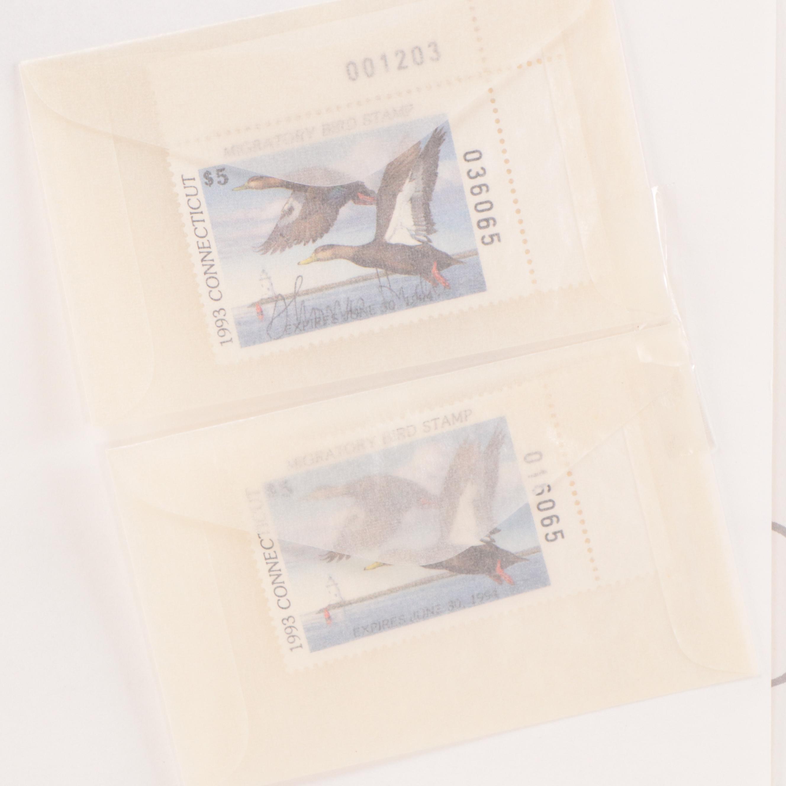 Tom Hirata Offset Lithograph With Medallion, Stamps, and Hand-Painted Remarque