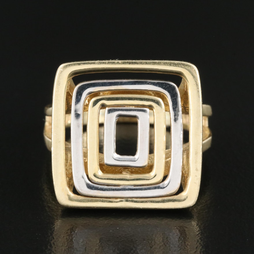 Two-Tone 14K Concentric Squares Ring