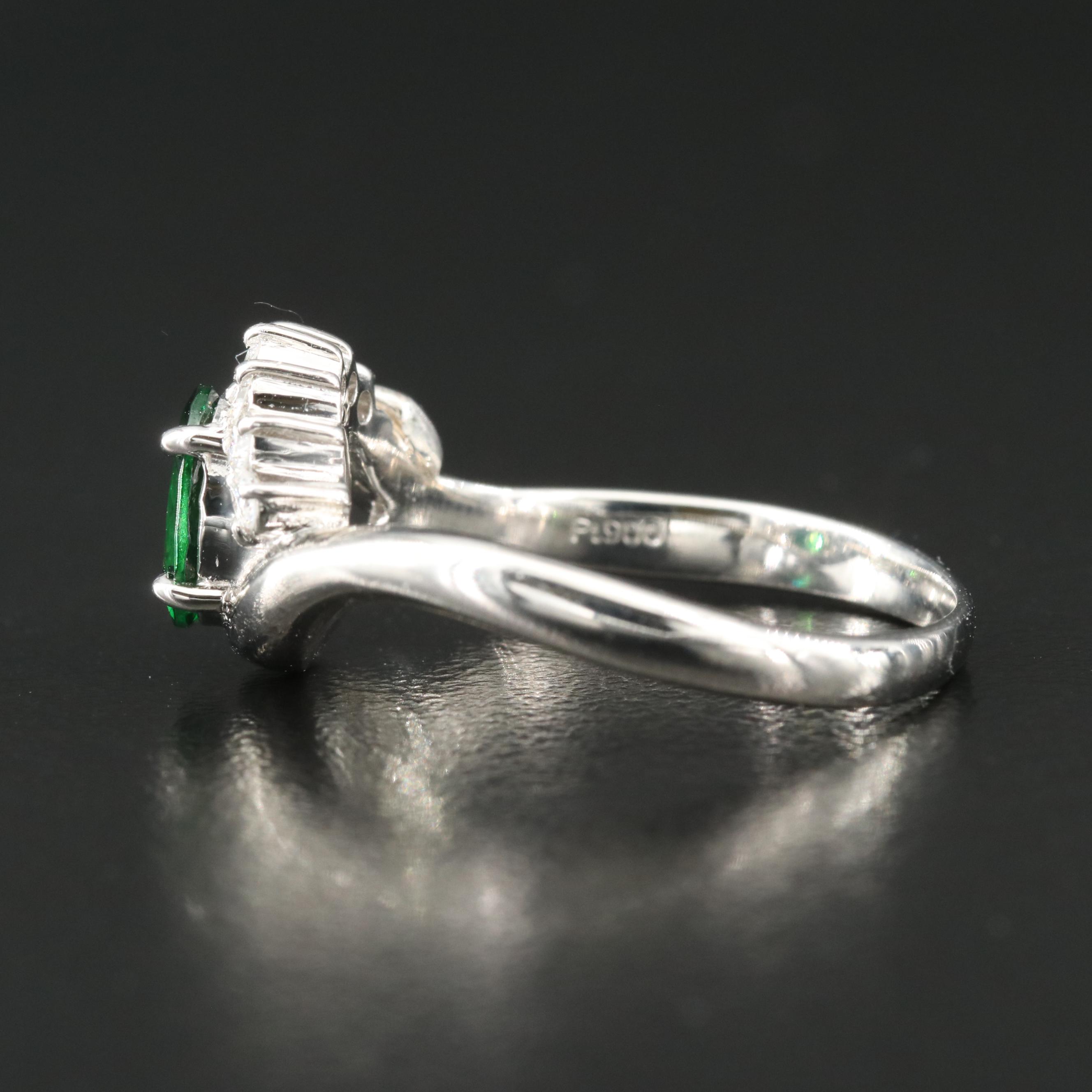 Platinum Tsavorite and Diamond Ring