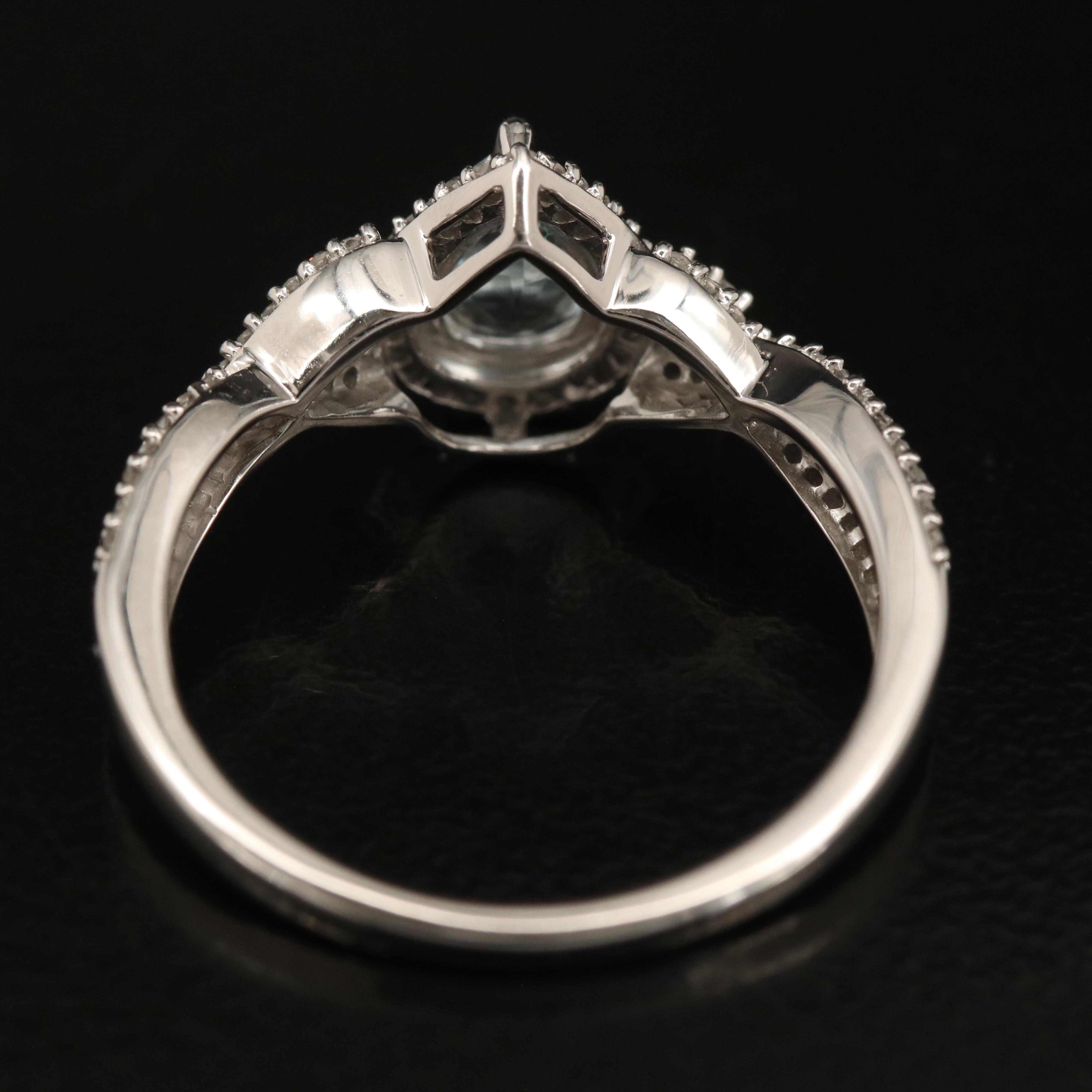 10K Aquamarine and Diamond Ring