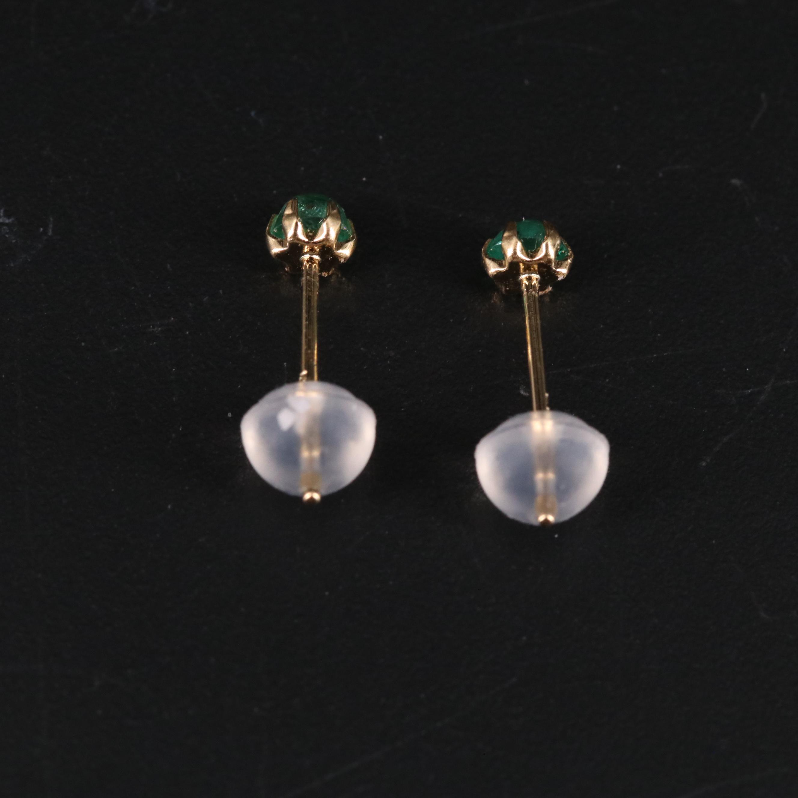 18K Emerald Stud Earrings