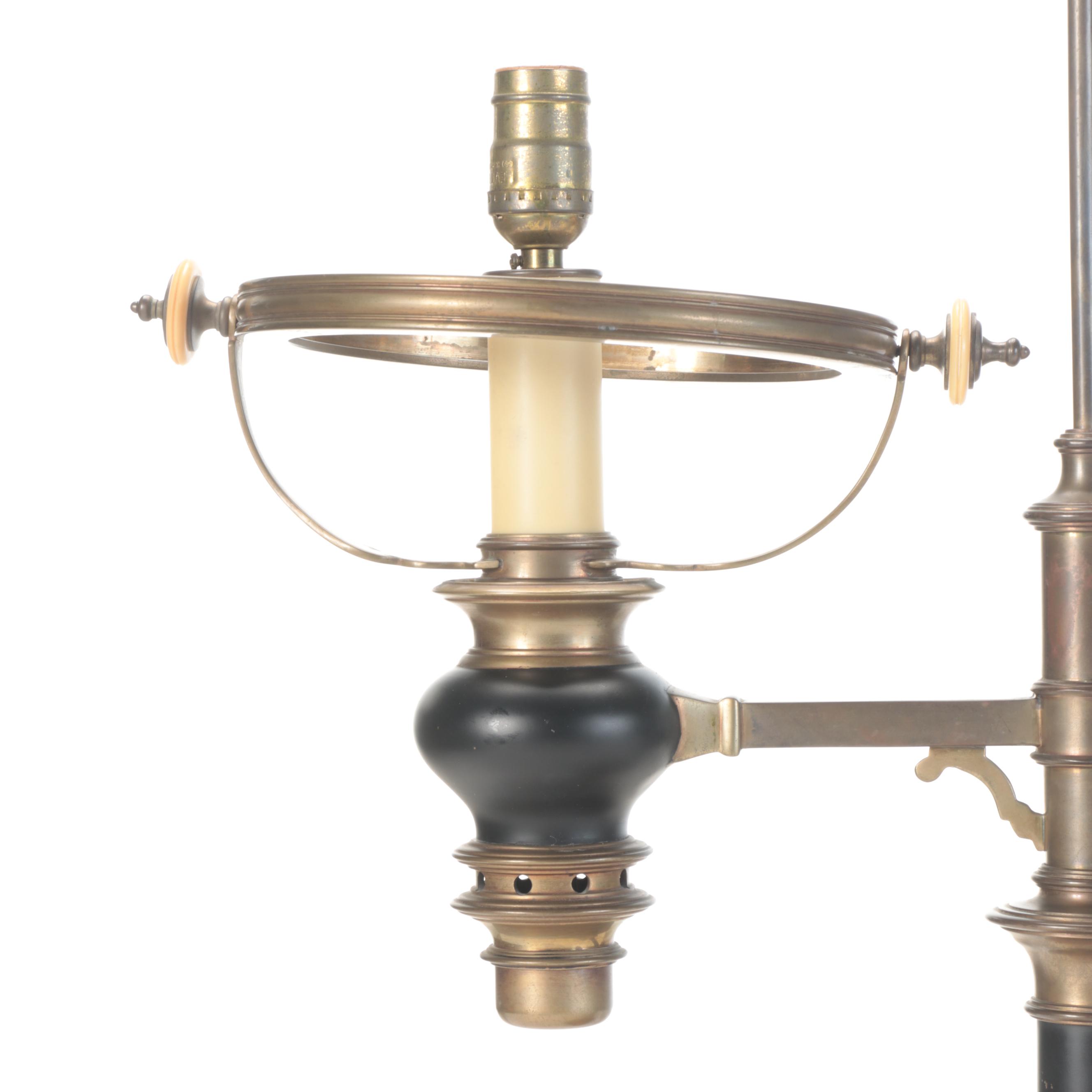 Chapman Brass, Resin and Marble Double Arm Table Lamp, 1972
