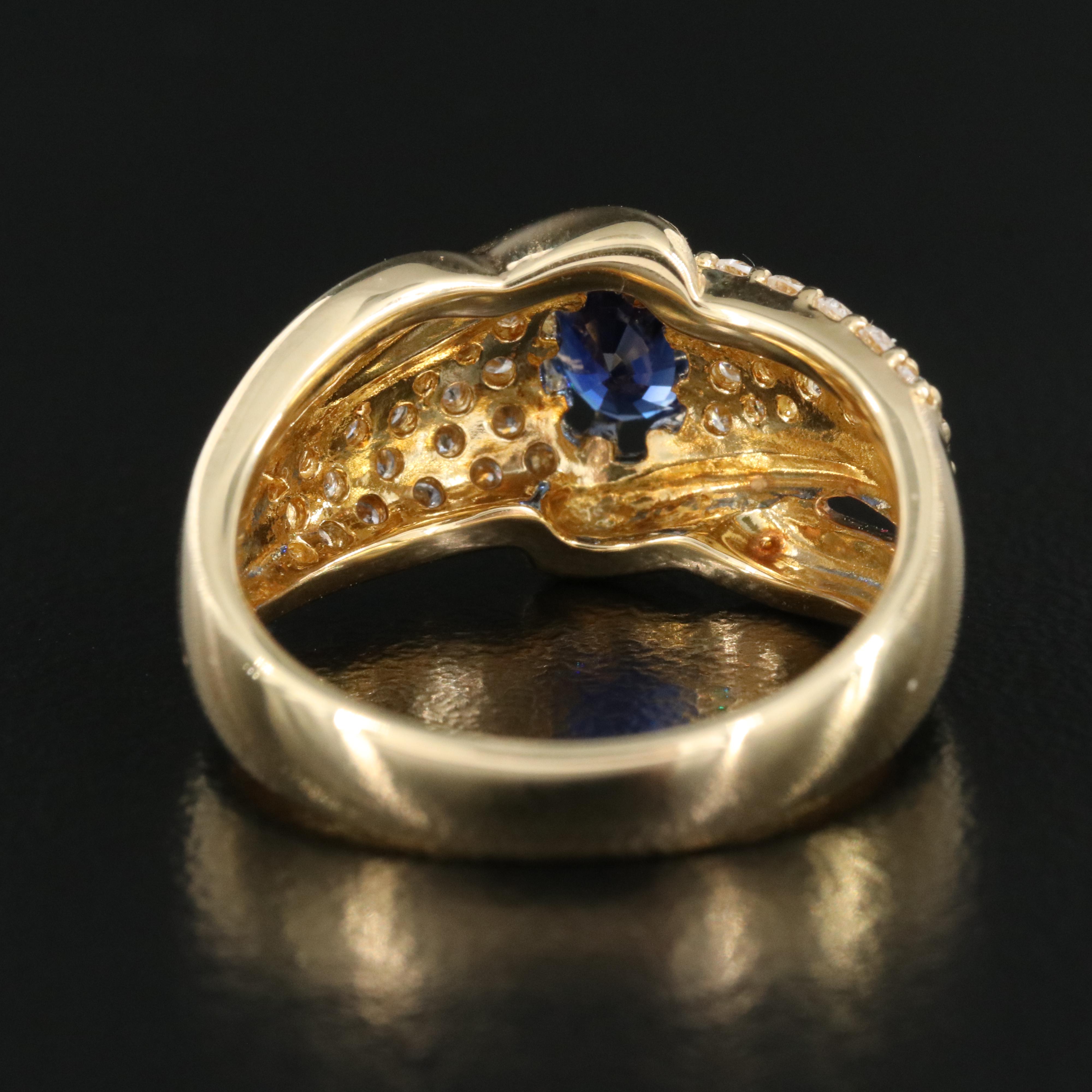 18K Sapphire and Pavé Diamond Ring