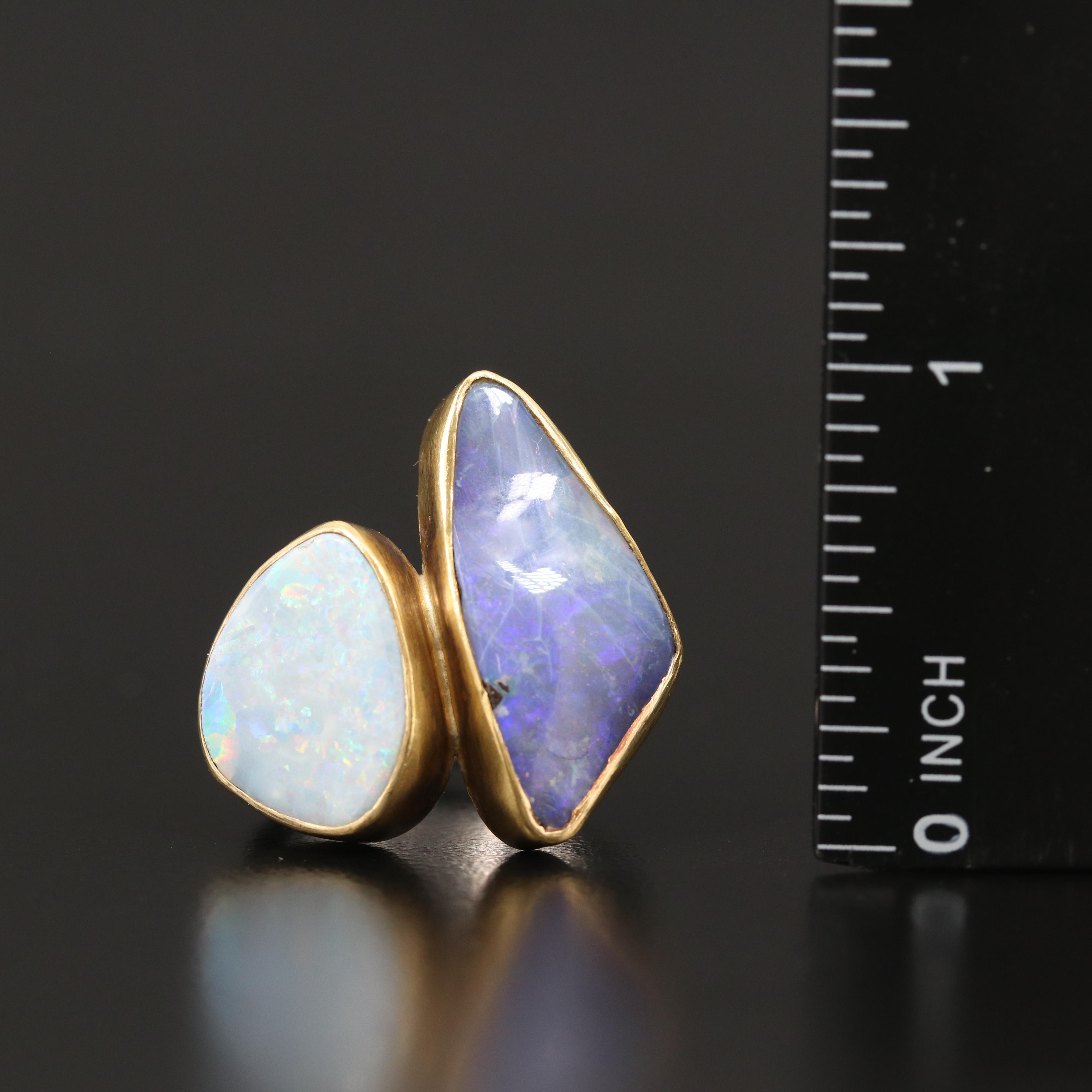 Sterling Opal Ring with 22K Bezel