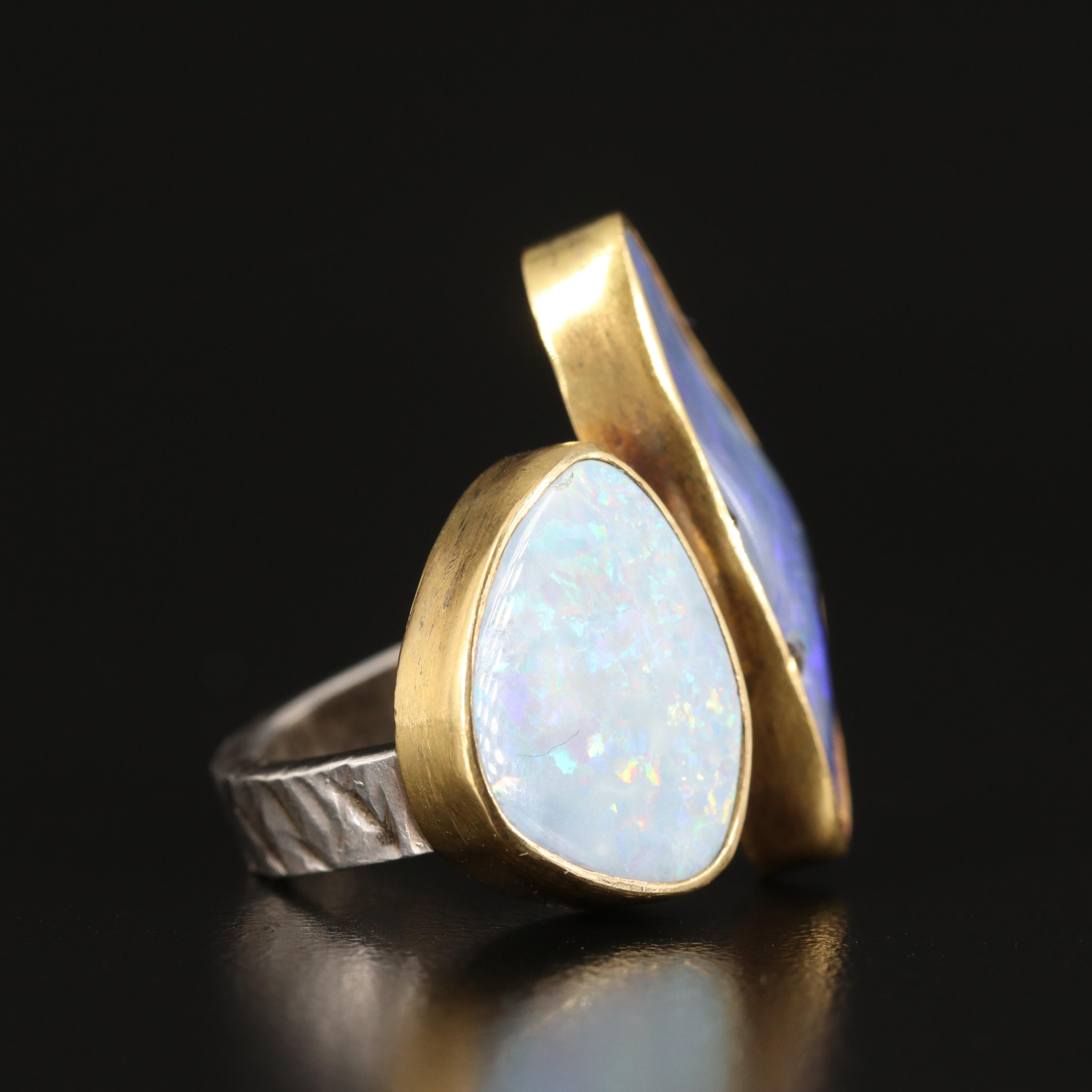 Sterling Opal Ring with 22K Bezel