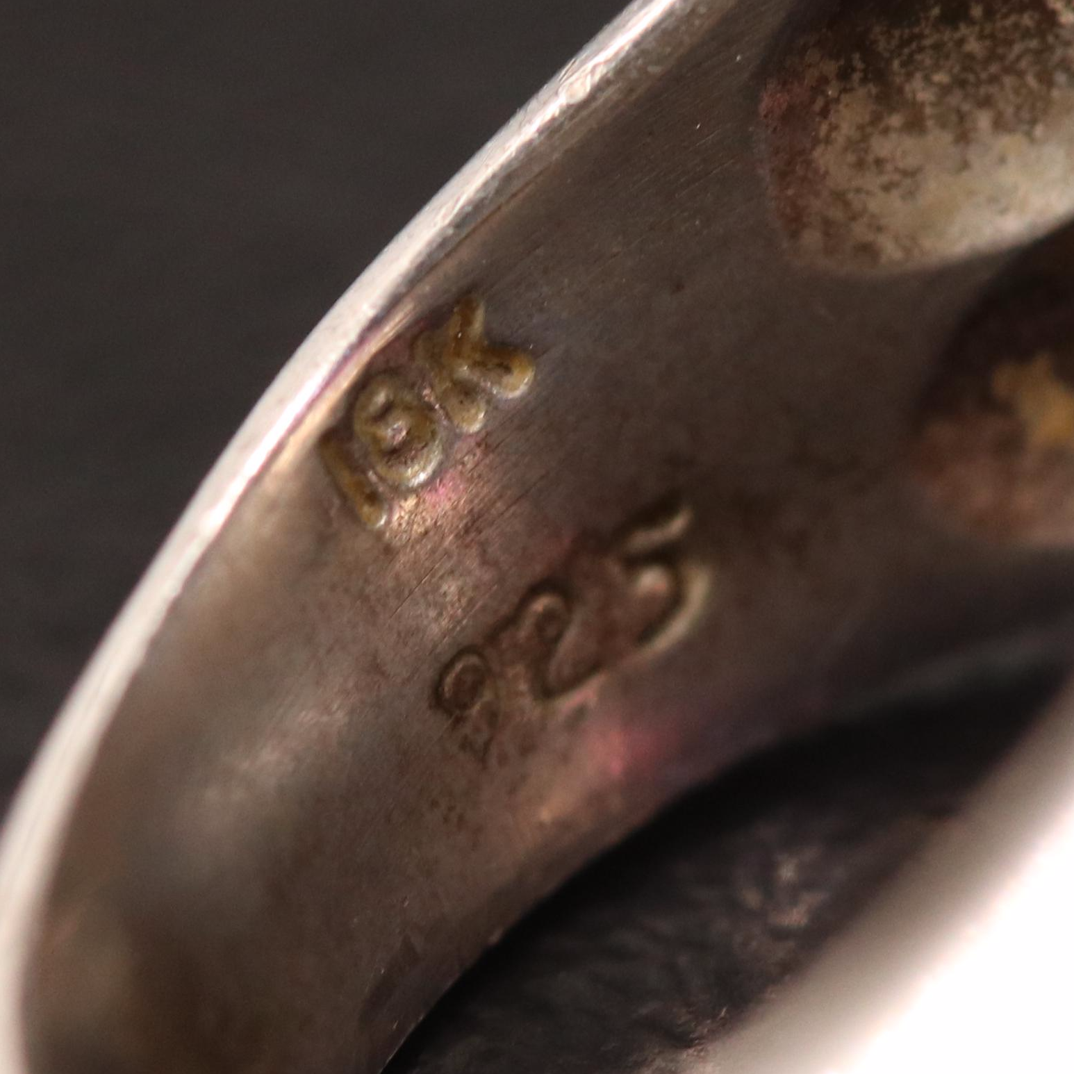 Sterling Iolite and Garnet Ring with 18K Bezel