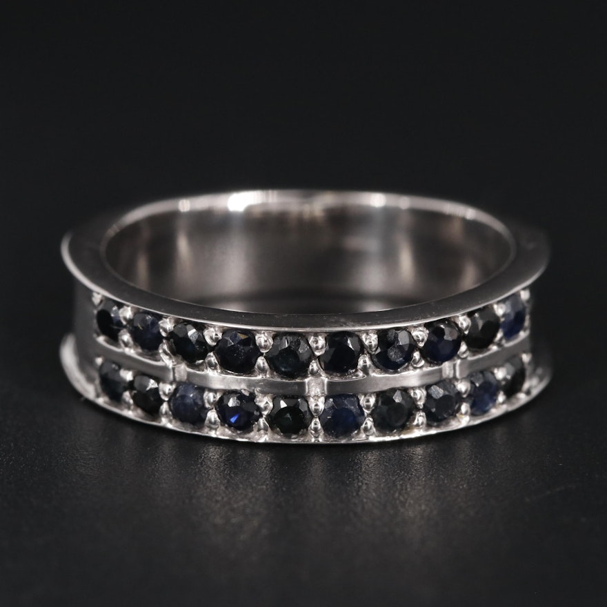 Sterling Sapphire Row Ring