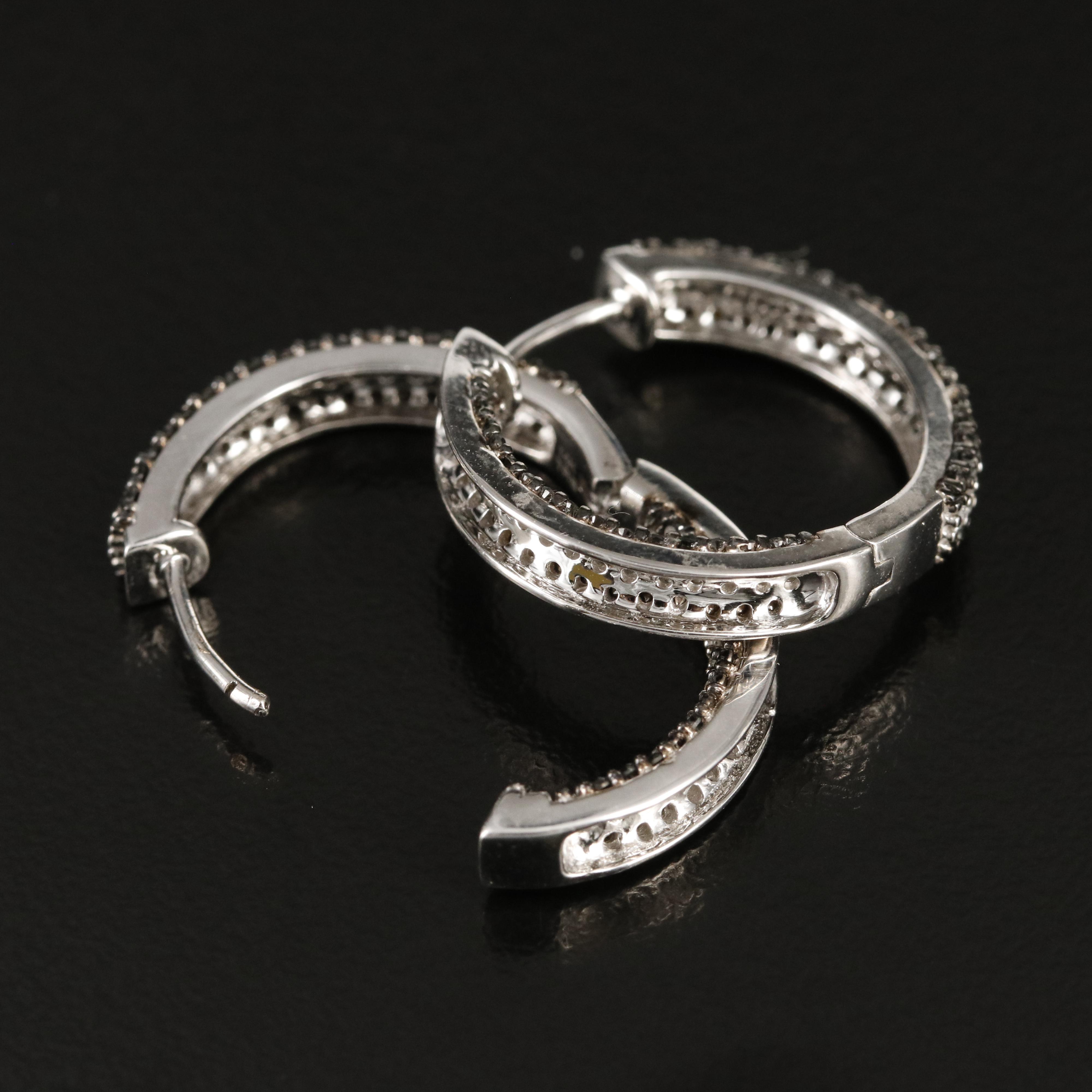 14K 0.91 CTW Diamond Hoop Earrings