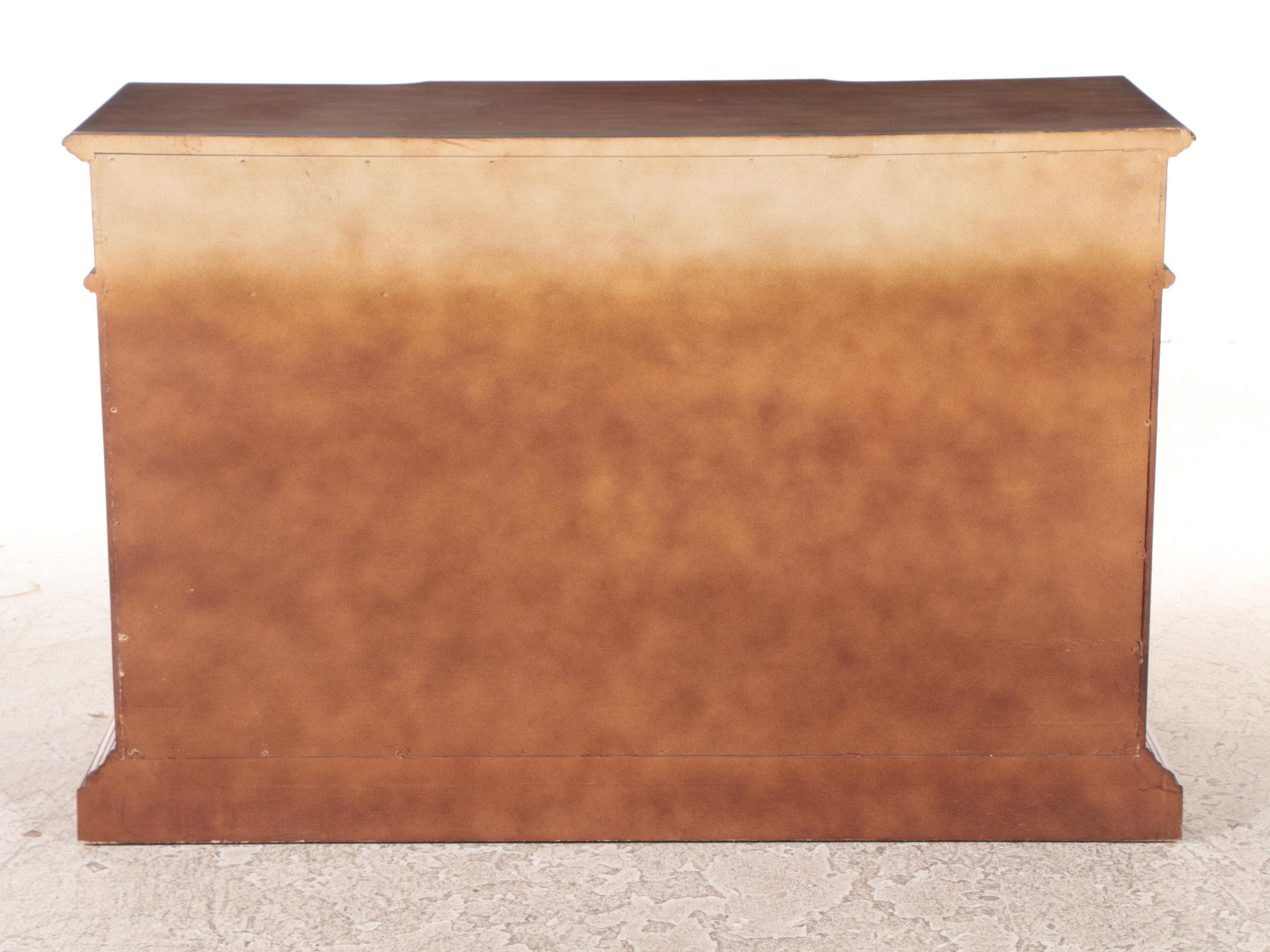 Neoclassical Style Fruitwood-Stained and Faux-Leather Buffet