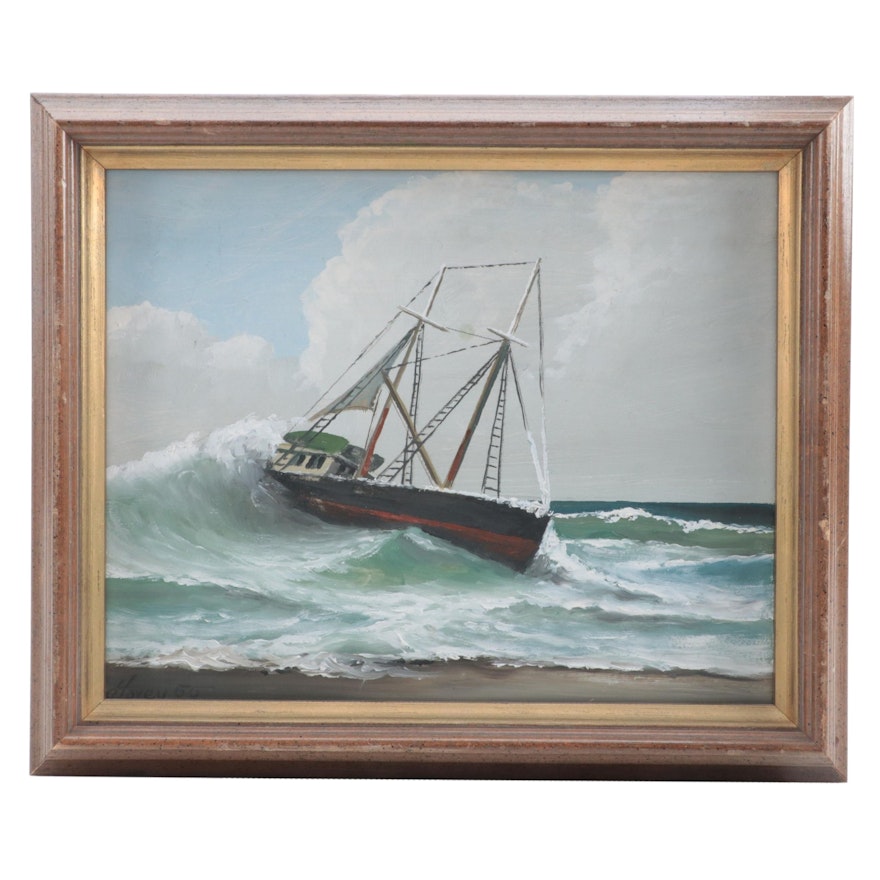 Hovey Nautical Oil Painting, 1955