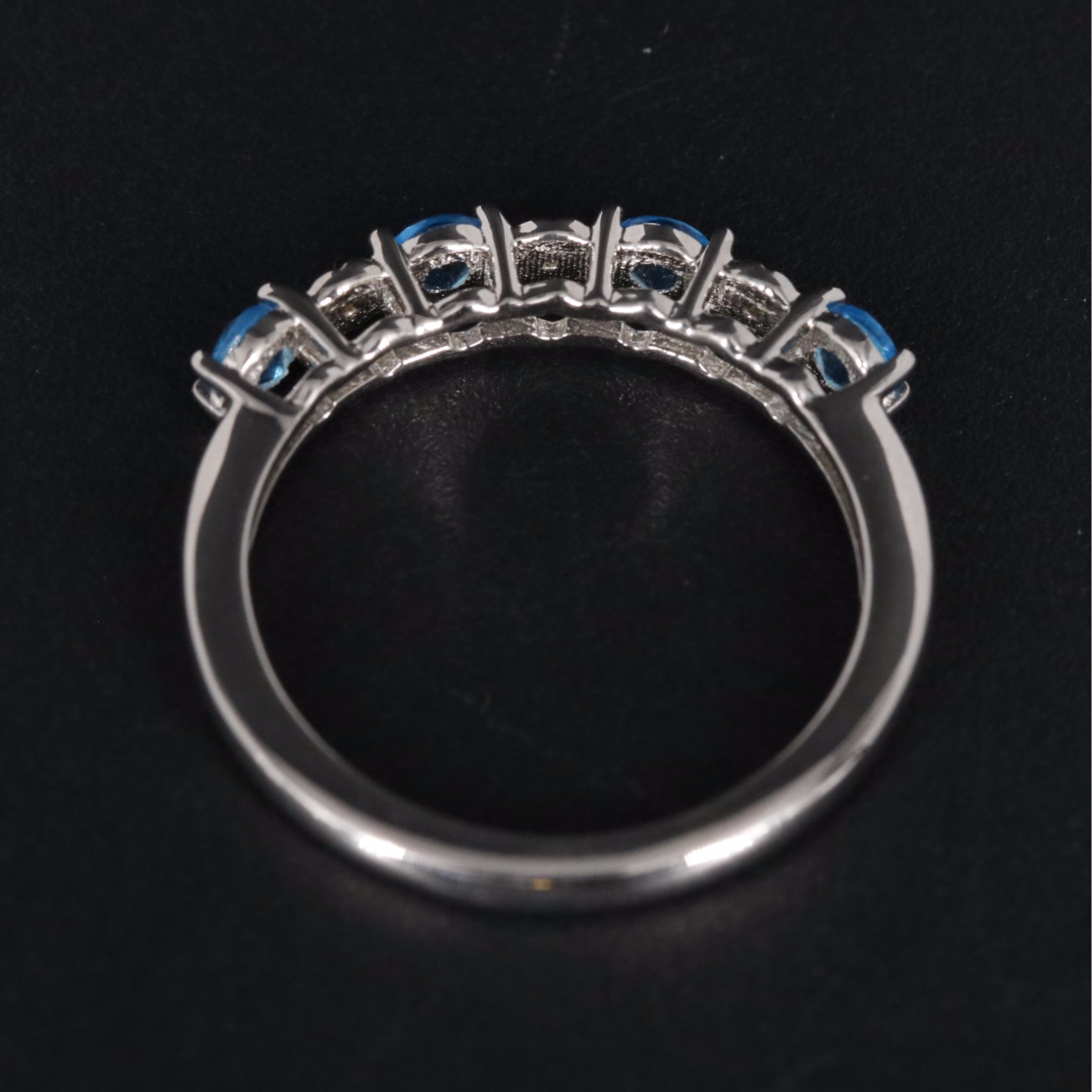 Sterling Blue Topaz and Cubic Zirconia Ring