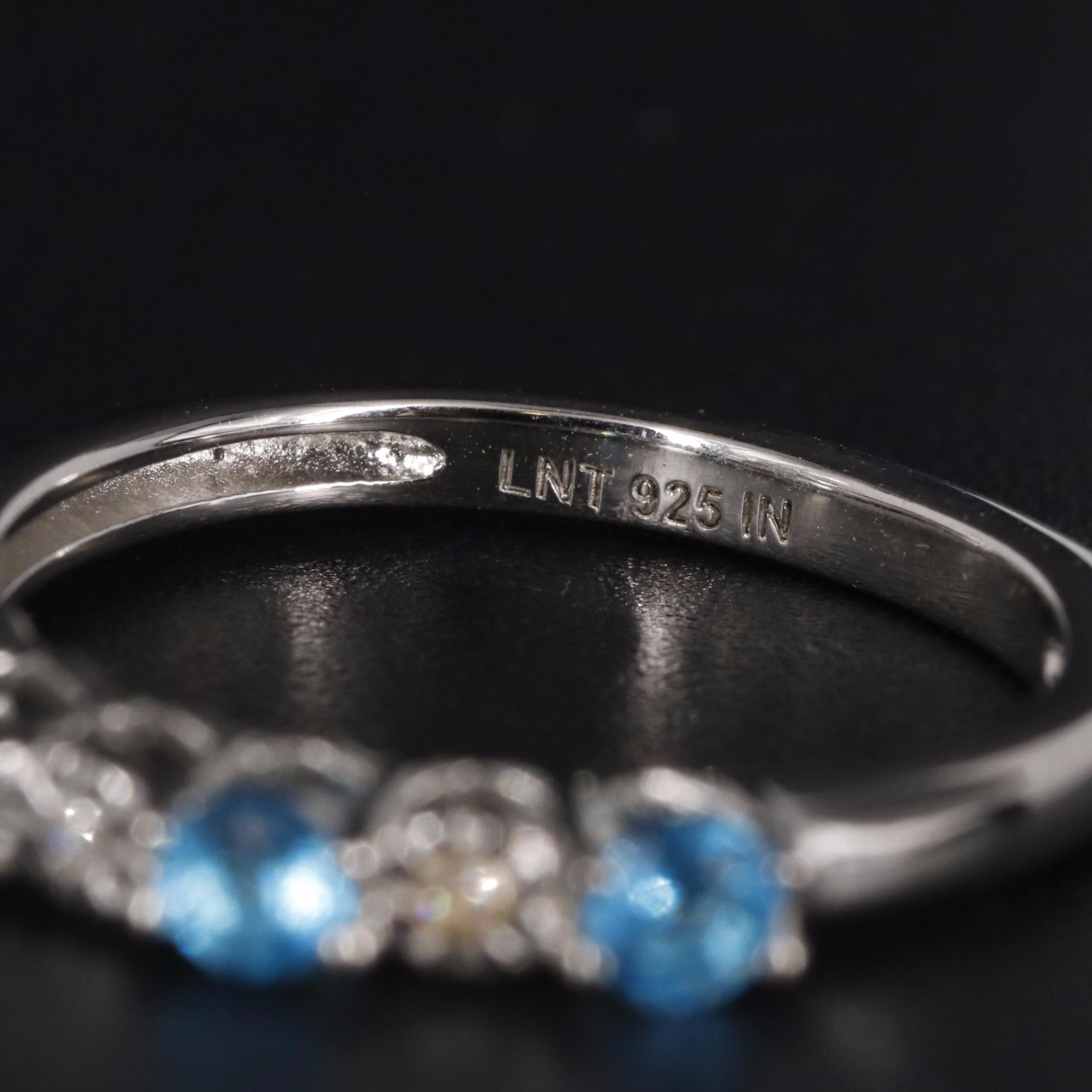 Sterling Blue Topaz and Cubic Zirconia Ring