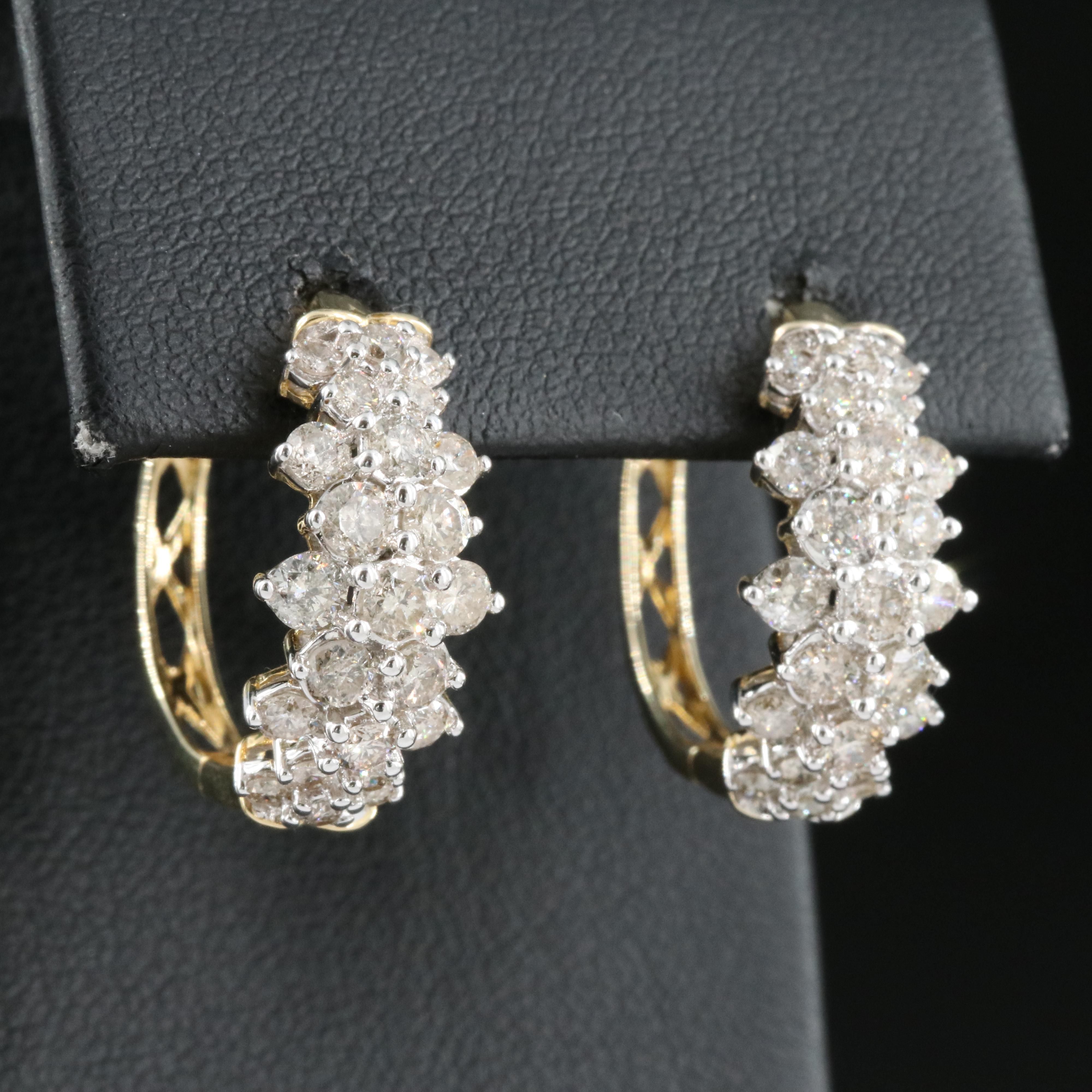 10K 2.00 CTW Diamond Hoop Earrings